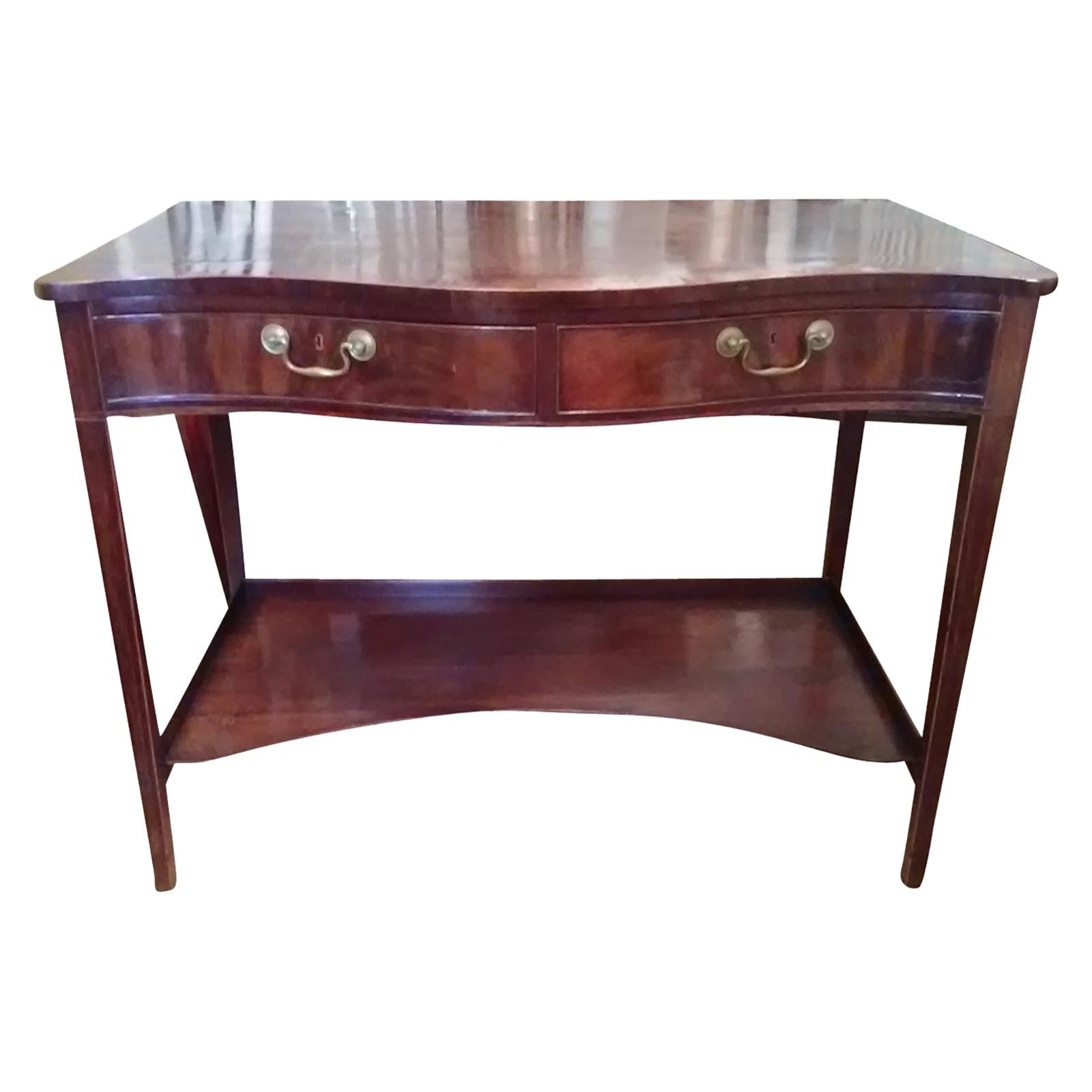 19th Century English Georgian Style Mahogany Server with Two Drawers