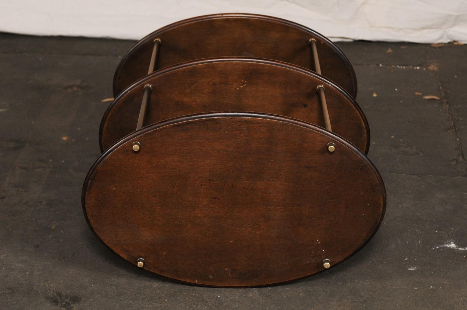 19th-20th Century English Mahogany & Brass Three-Tier Oval Étagère For Sale 5