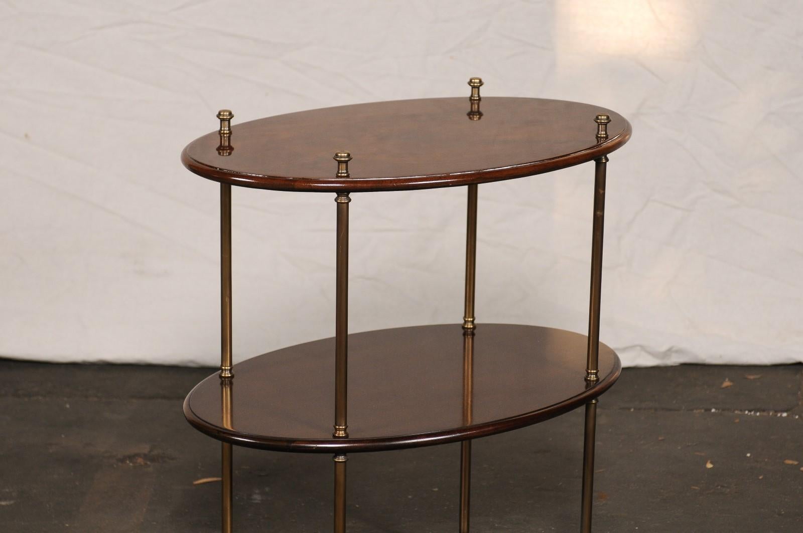 19th-20th Century English Mahogany & Brass Three-Tier Oval Étagère For Sale 3