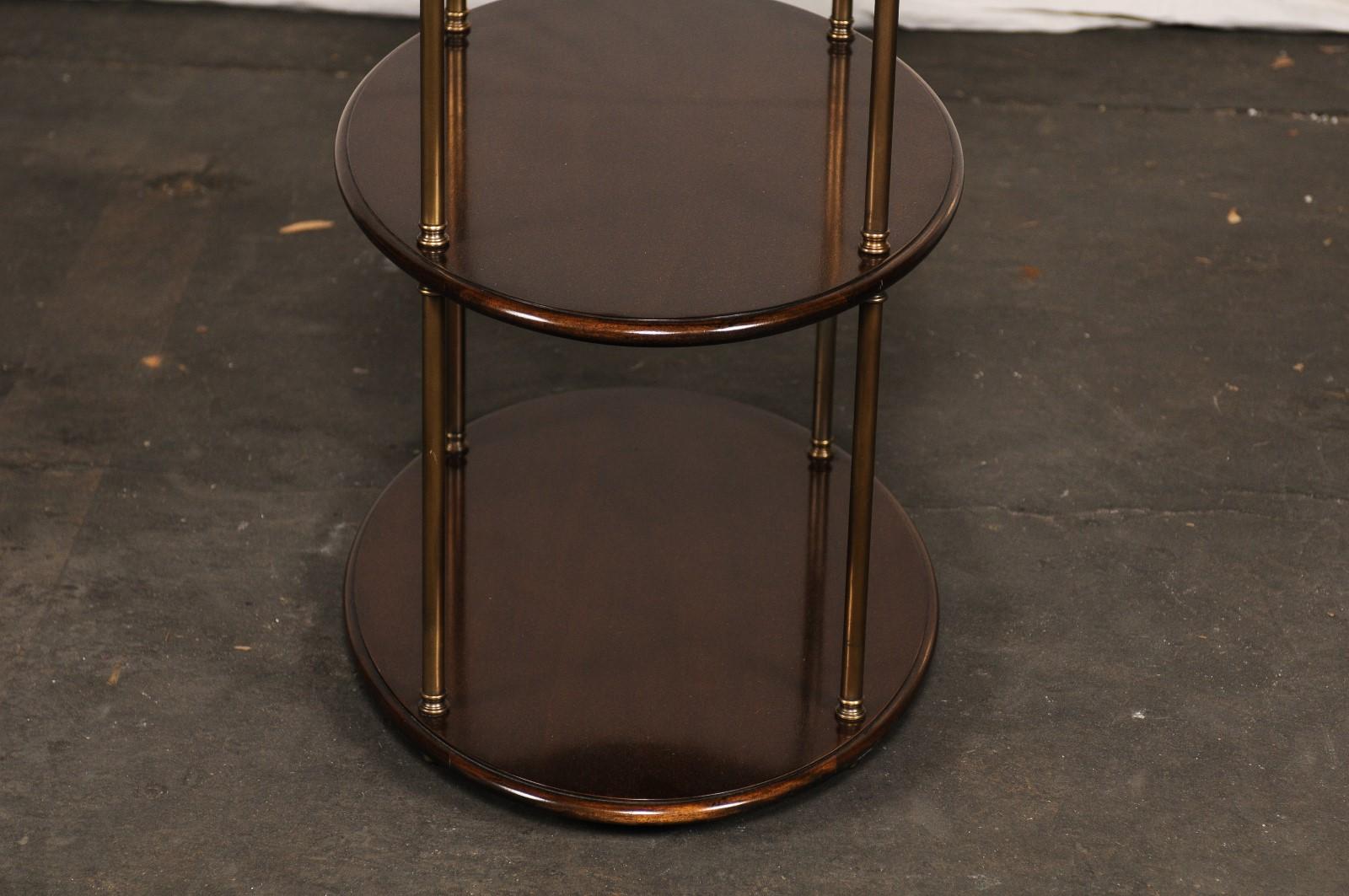 19th-20th Century English Mahogany & Brass Three-Tier Oval Étagère For Sale 4