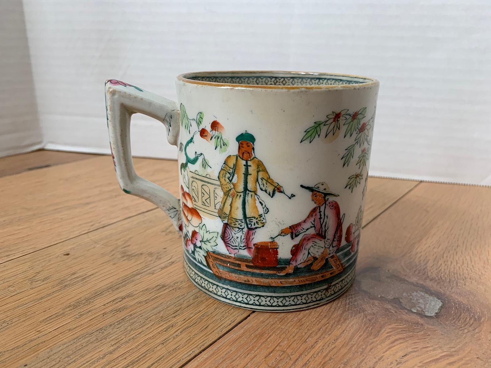 19th-20th century English porcelain mug, unmarked.