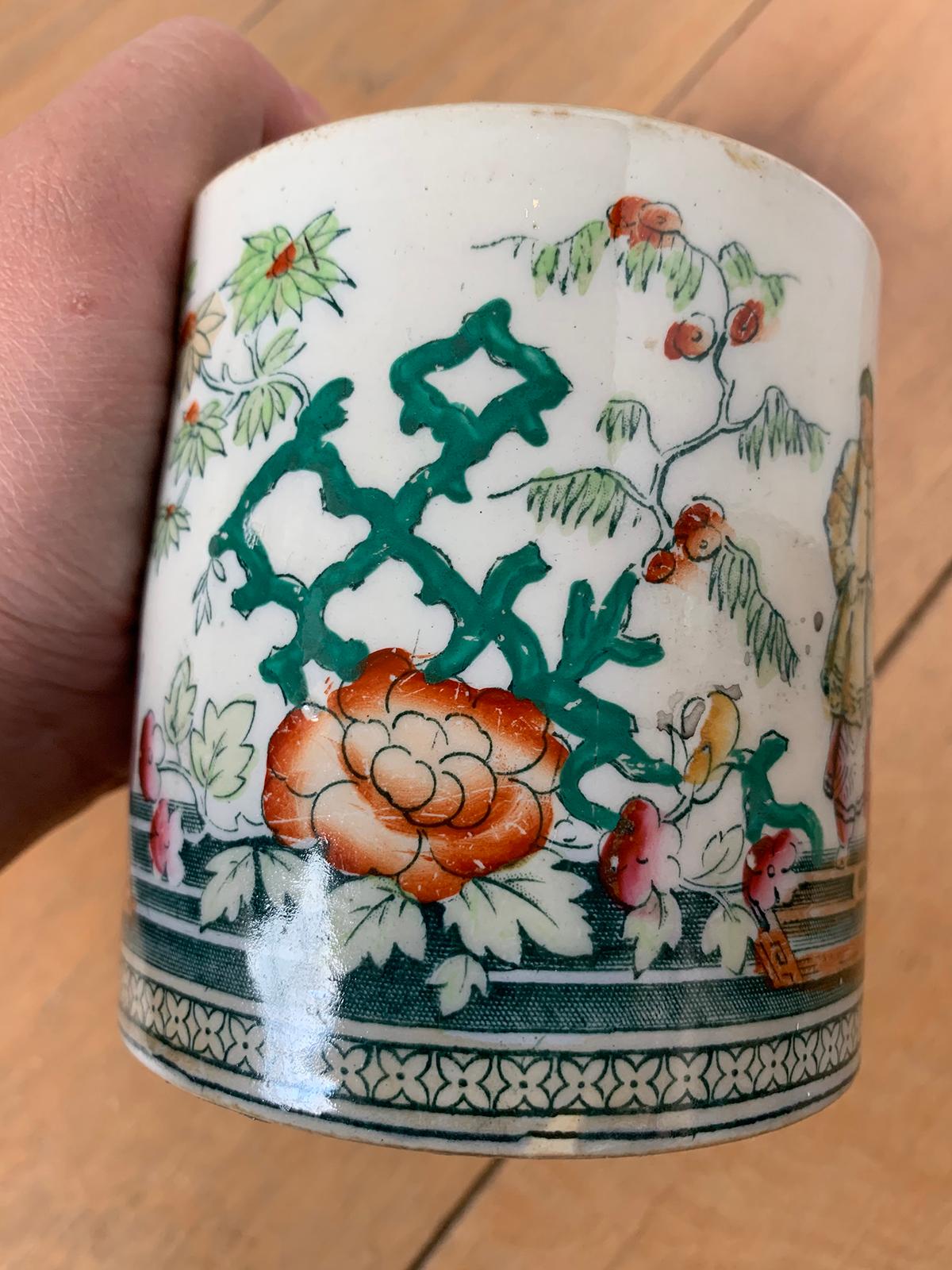 19th Century 19th-20th Century English Porcelain Mug, Unmarked
