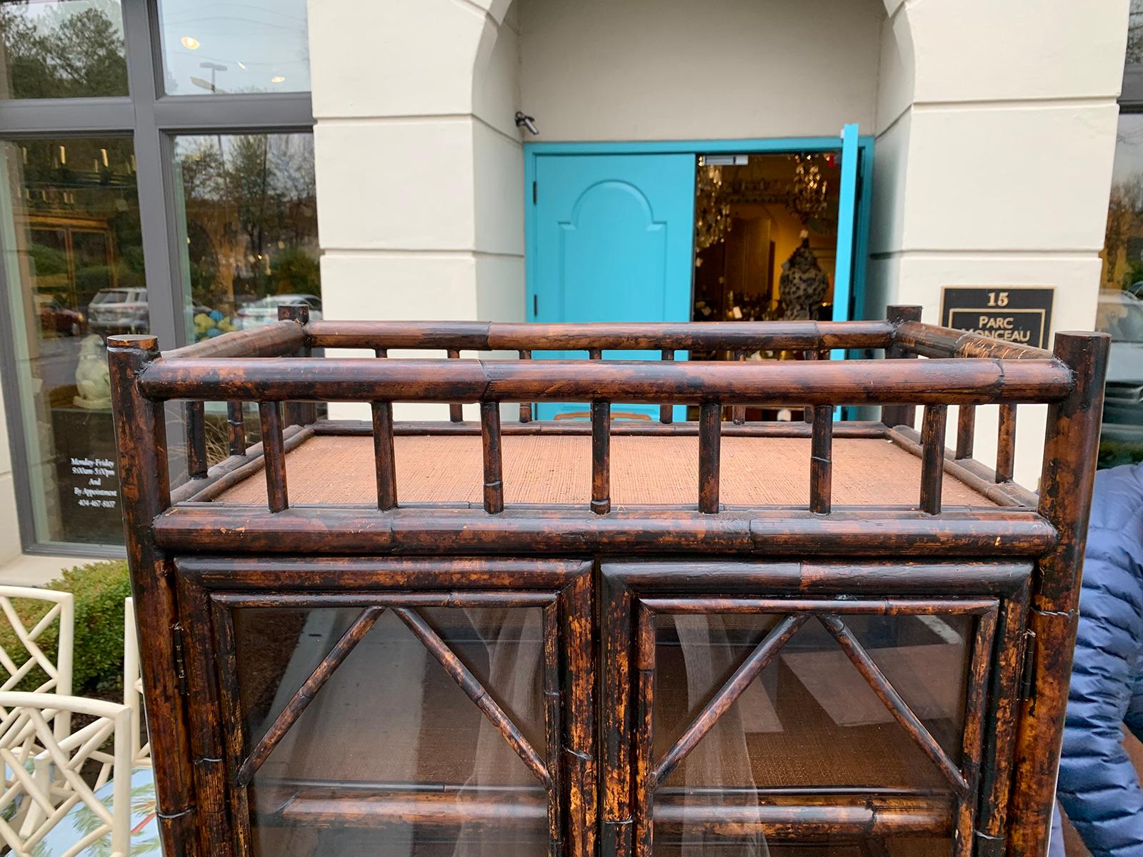 19th-20th Century English Tall Bamboo Cabinet or Bibliotheque with Glass Doors 4