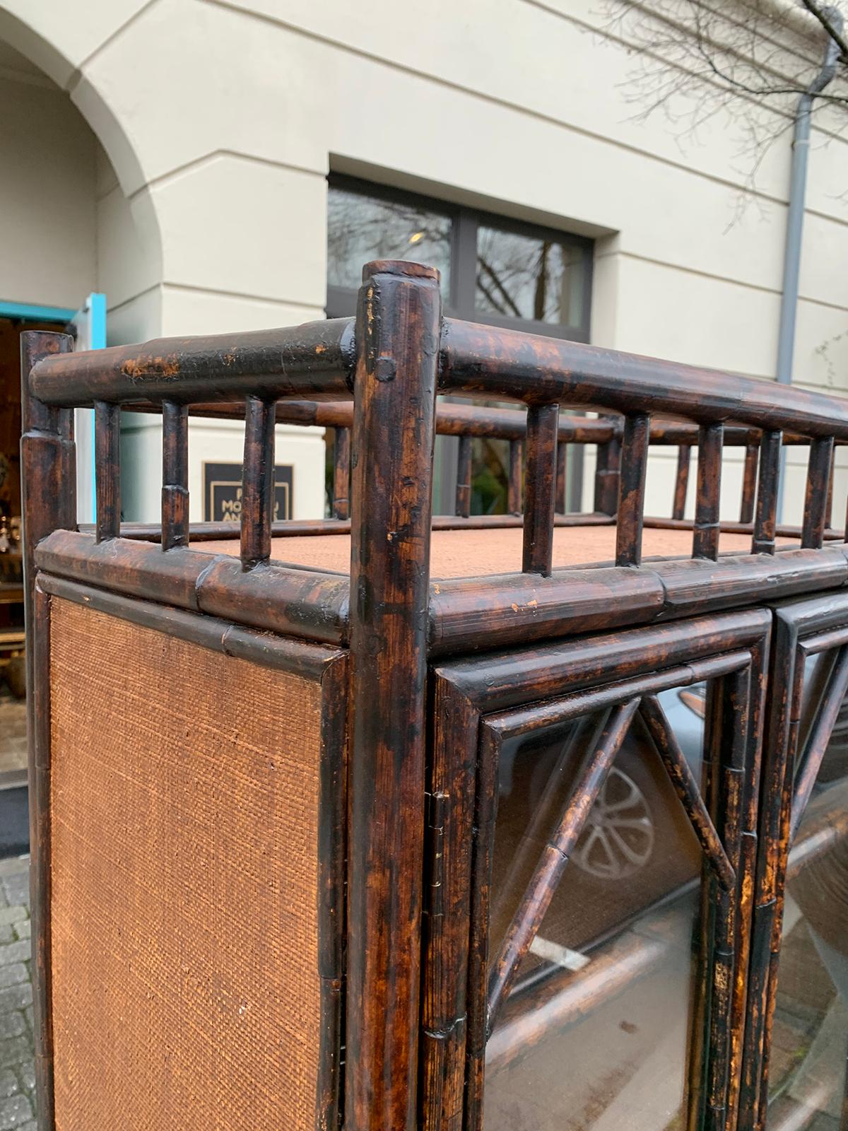 19th-20th Century English Tall Bamboo Cabinet or Bibliotheque with Glass Doors 6