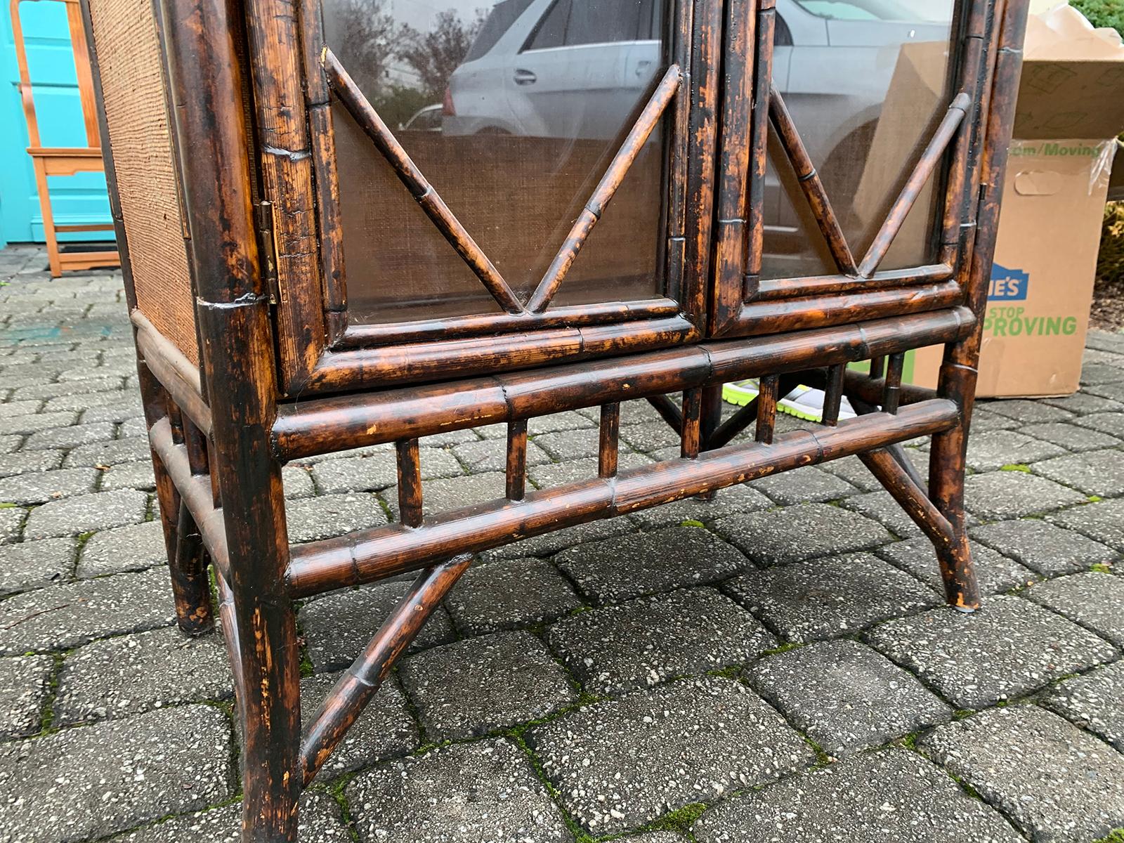 19th-20th Century English Tall Bamboo Cabinet or Bibliotheque with Glass Doors 9