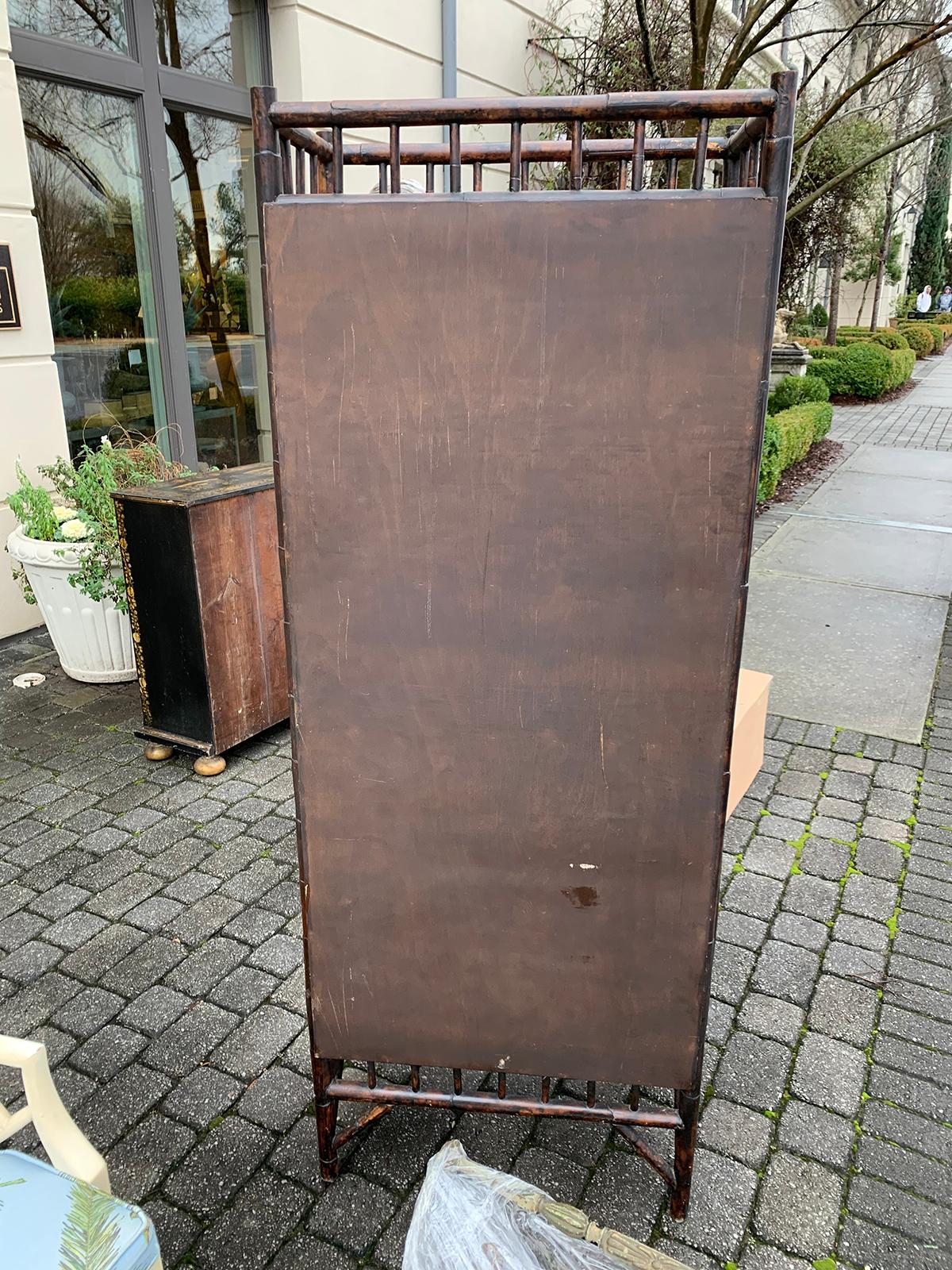 19th-20th Century English Tall Bamboo Cabinet or Bibliotheque with Glass Doors 11