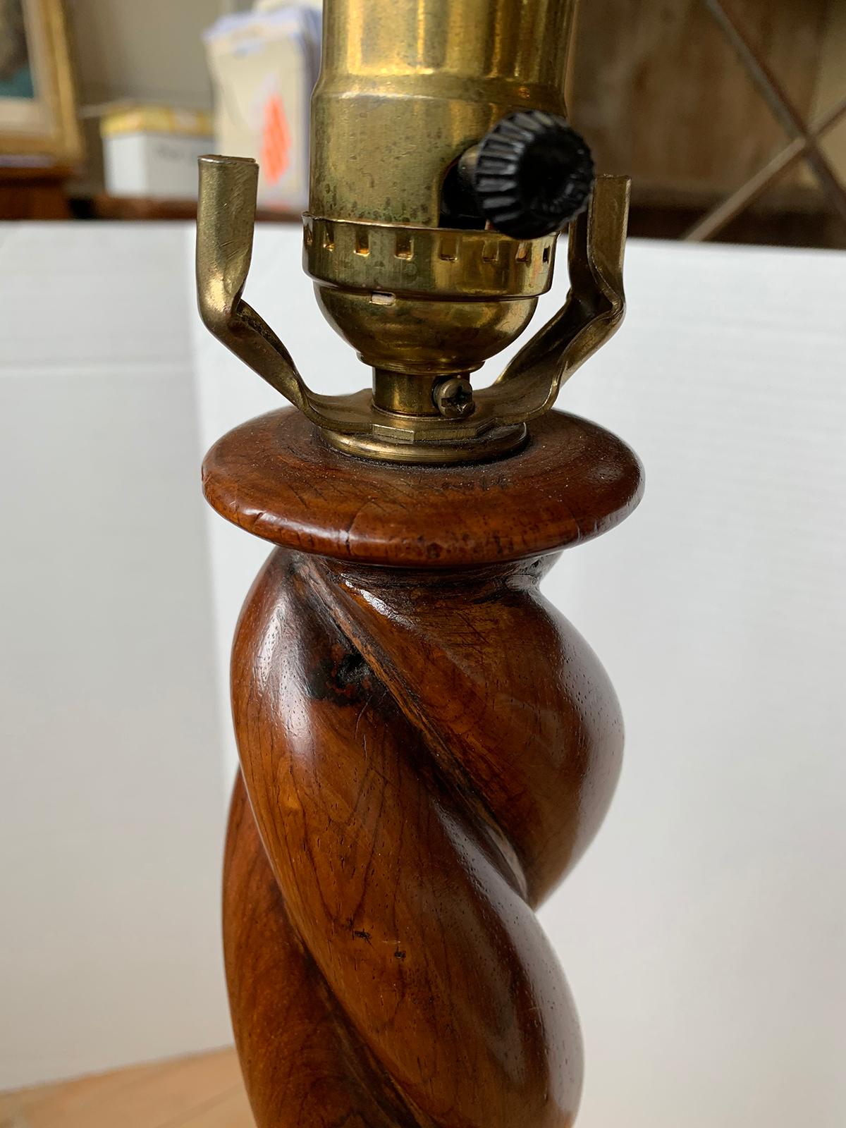 19th-20th Century English Tall Wooden Twist Lamp 5