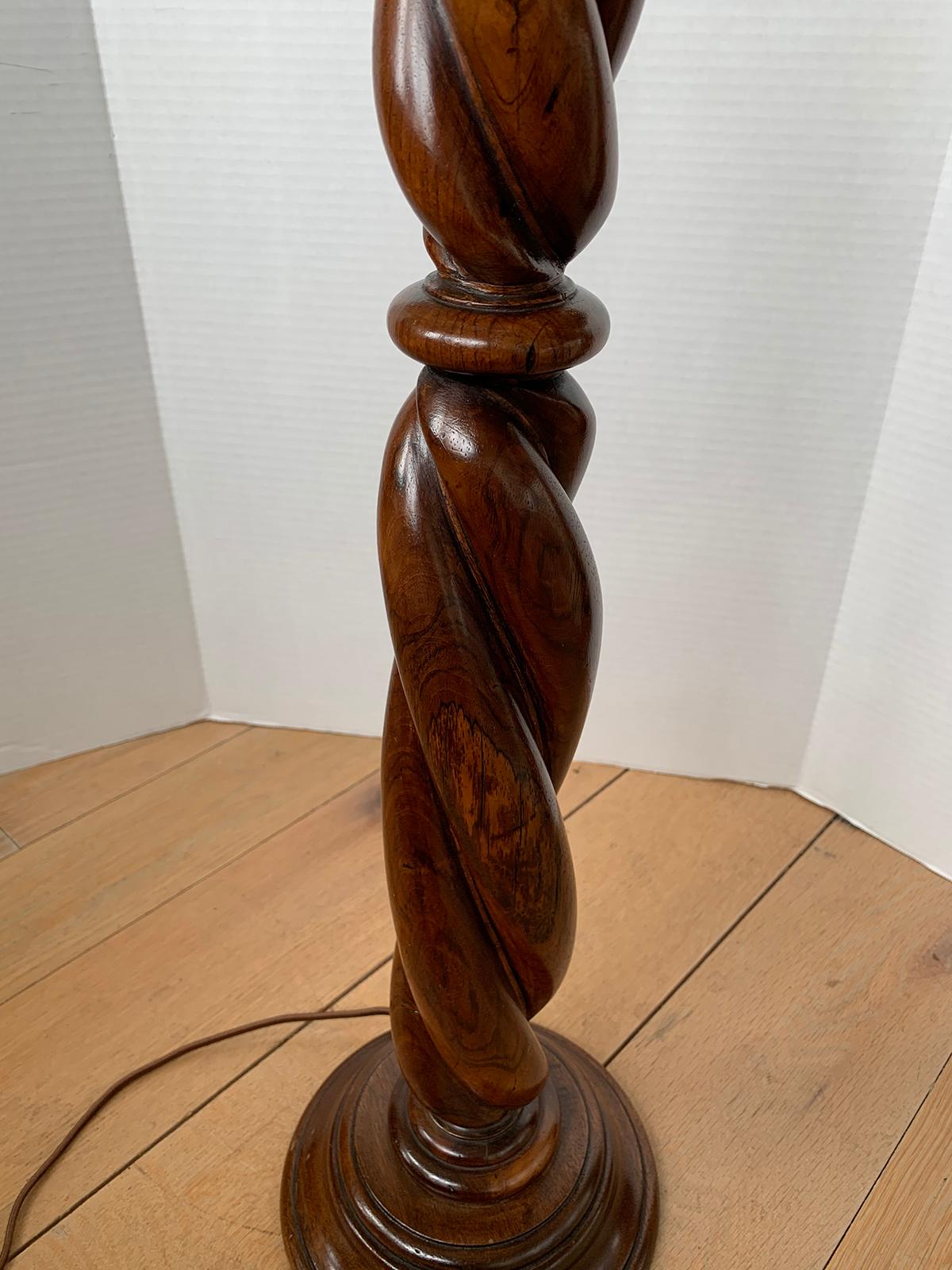 19th-20th Century English Tall Wooden Twist Lamp 7