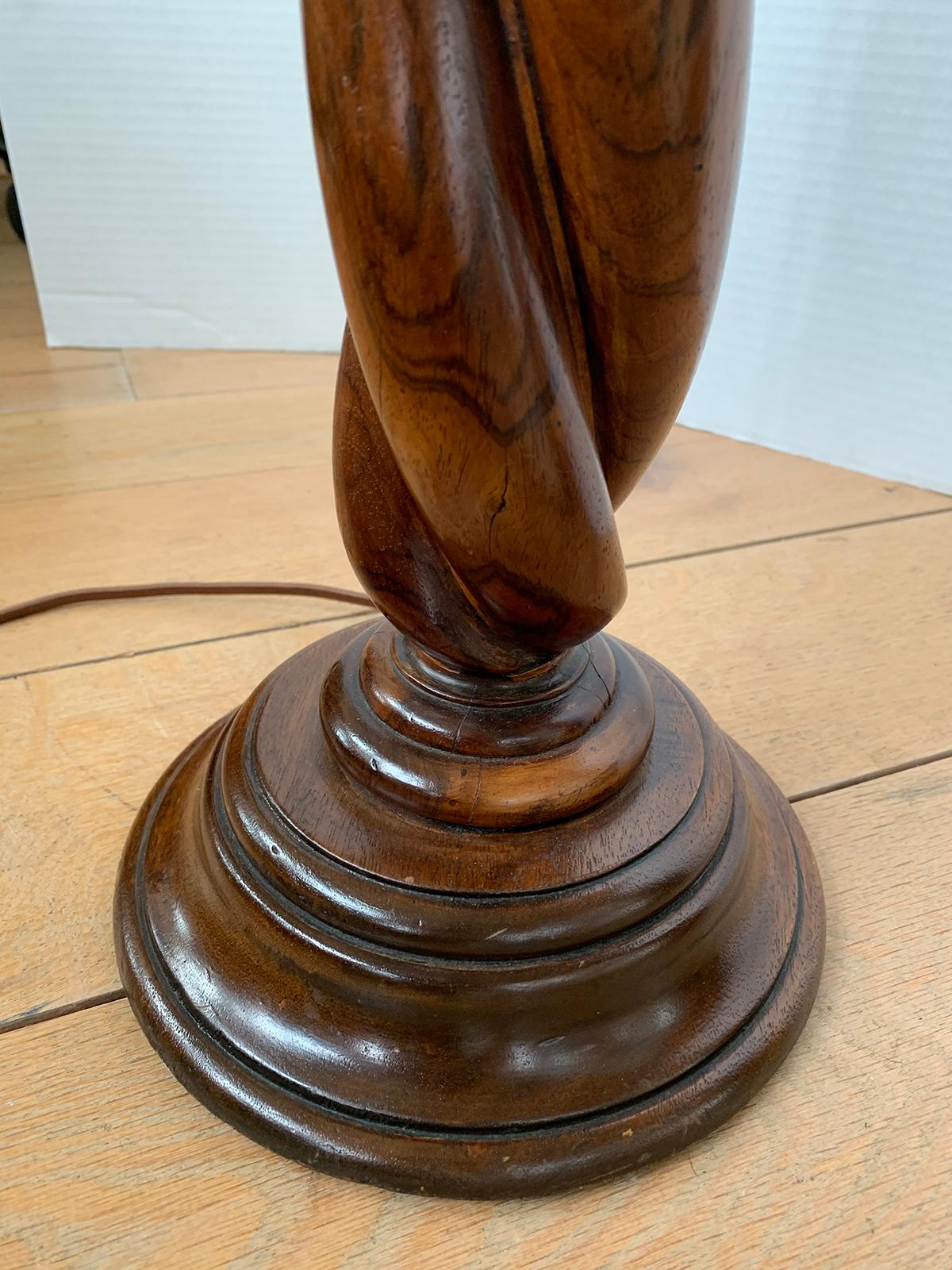 19th-20th Century English Tall Wooden Twist Lamp 8