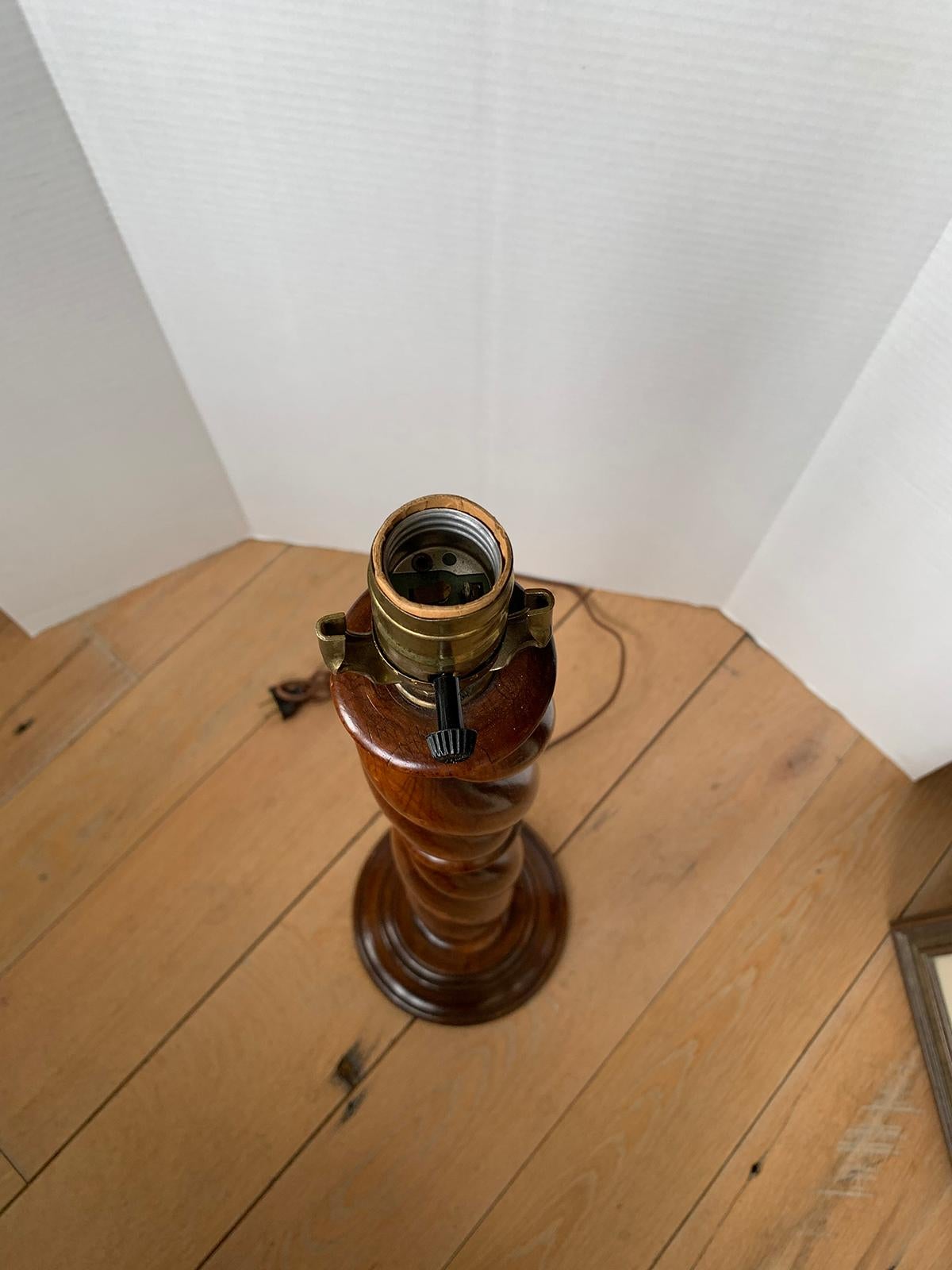 19th-20th Century English Tall Wooden Twist Lamp 9