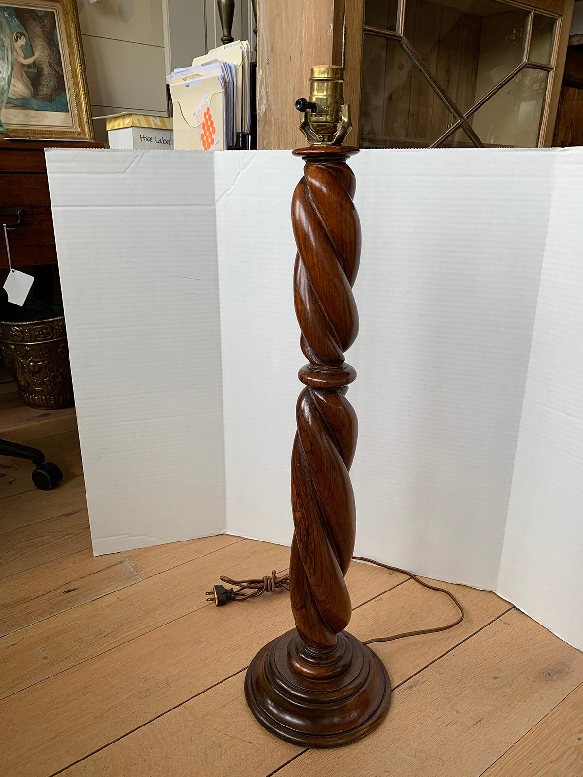 19th Century 19th-20th Century English Tall Wooden Twist Lamp