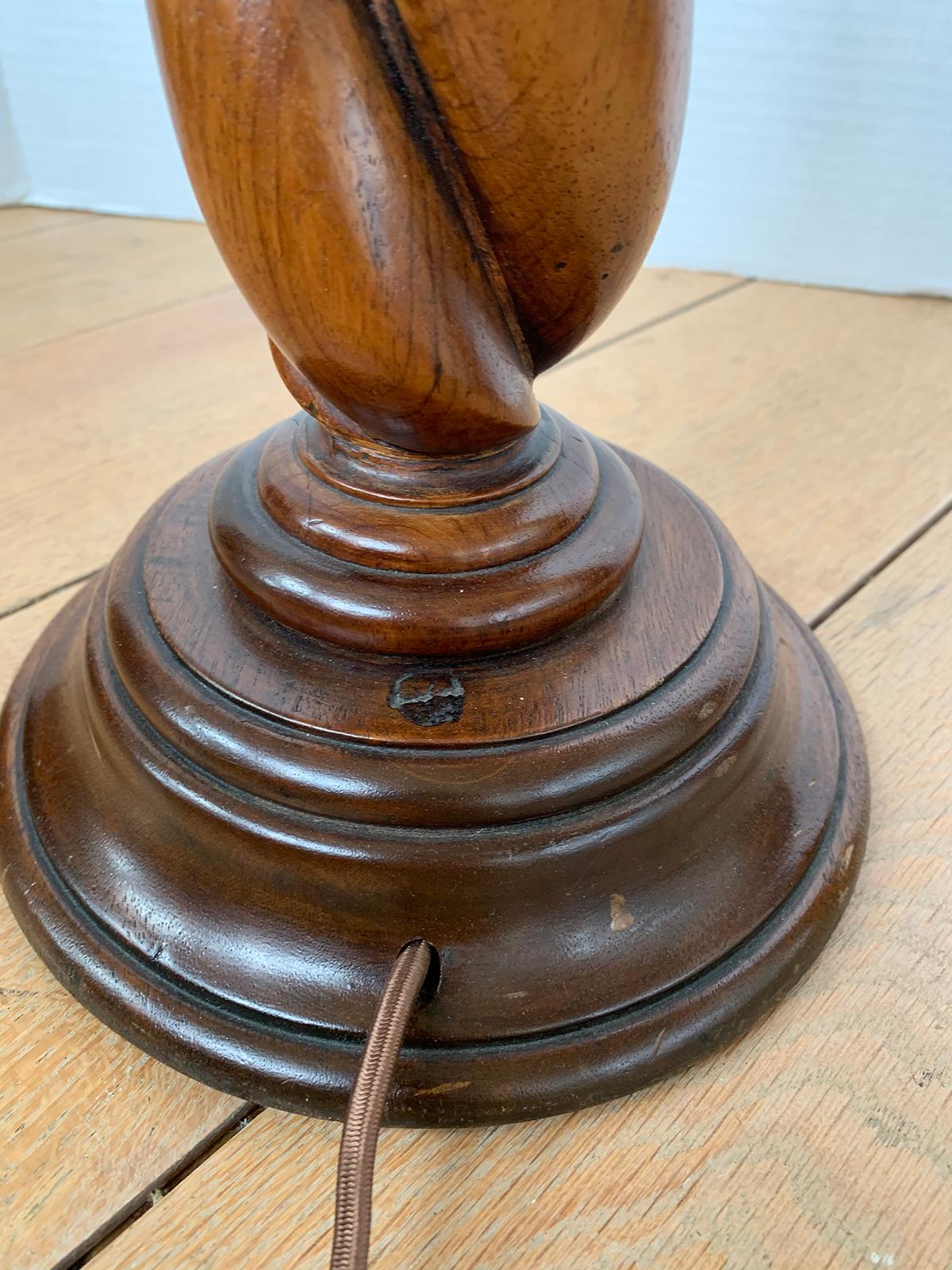 19th-20th Century English Tall Wooden Twist Lamp 3