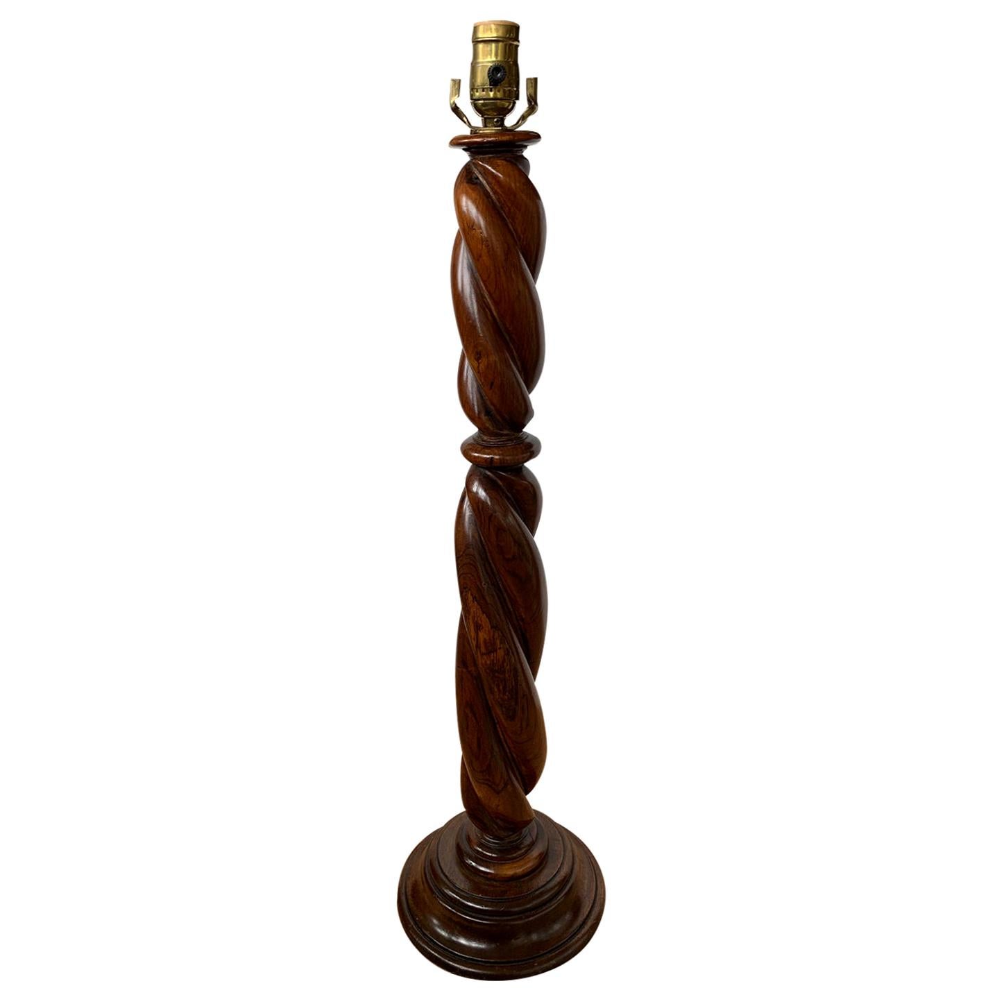 19th-20th Century English Tall Wooden Twist Lamp
