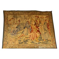19th-20th Century Figural Aubusson Tapestry Depicting Court Figures Provenance