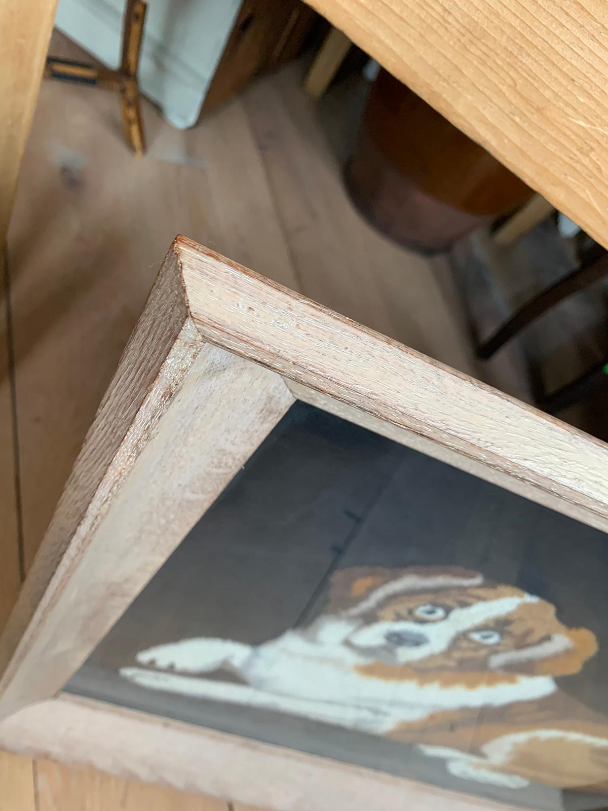 19th-20th Century Framed Needlework of St. Bernard In Good Condition For Sale In Atlanta, GA