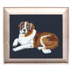 19th-20th Century Framed Needlework of St. Bernard