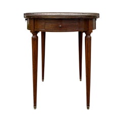 19th-20th Century French Bouillotte Table with Marble Top and Pierced Gallery