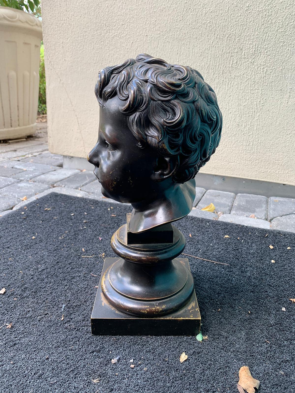19th-20th Century French Bronze Bust of Young Boy 1