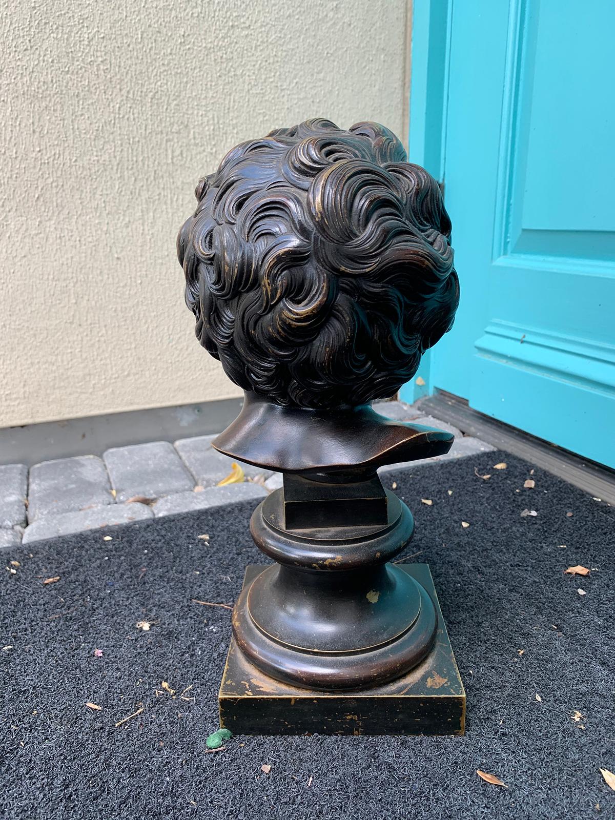 19th-20th Century French Bronze Bust of Young Boy 2