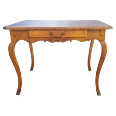 Antique 19th/ 20th Century French Hand Carved Writing / Side Table, One Drawer 
Label