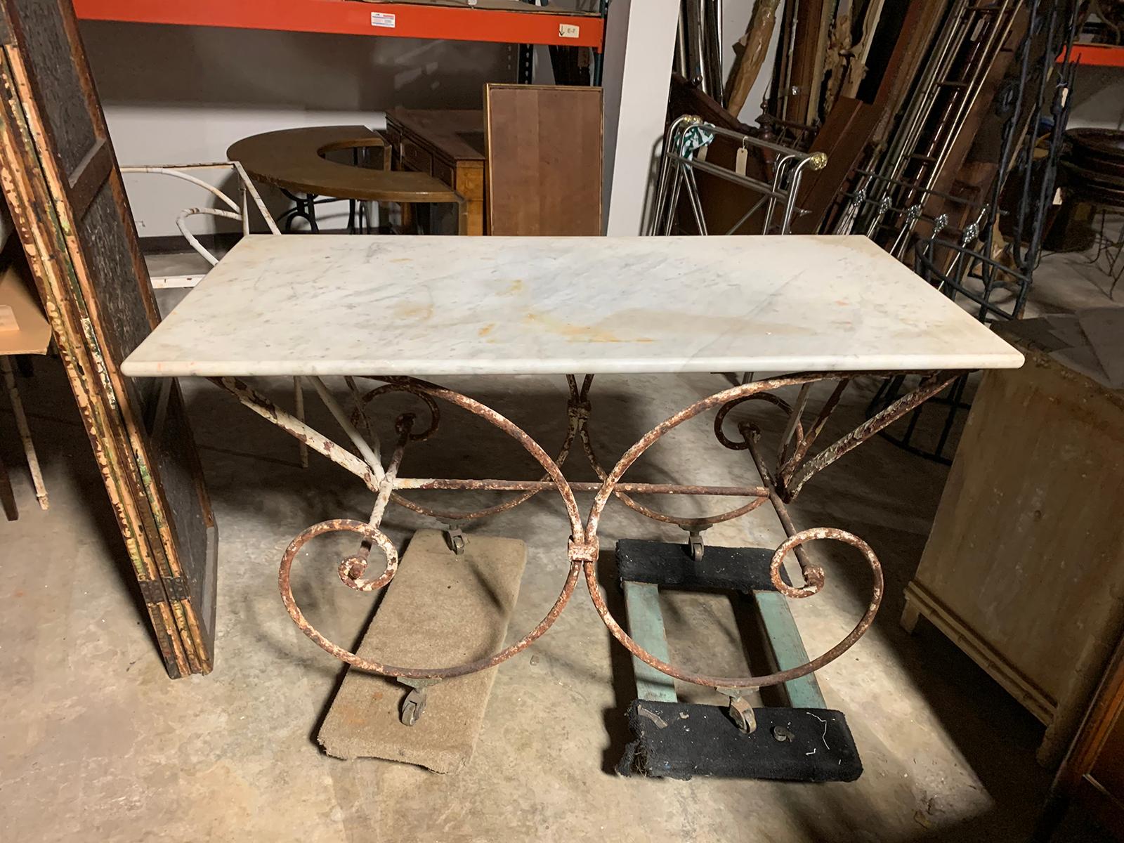 19th-20th Century French Iron and Marble Pastry Table For Sale 8