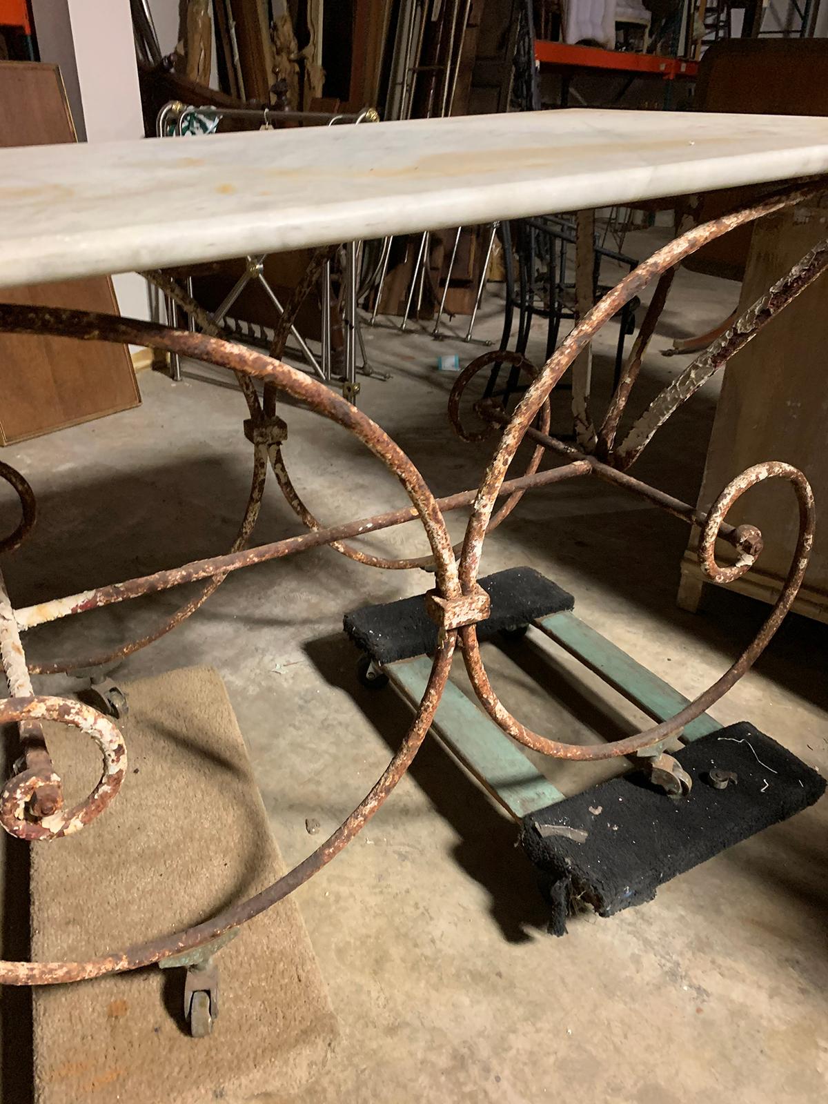 19th-20th Century French Iron and Marble Pastry Table For Sale 1