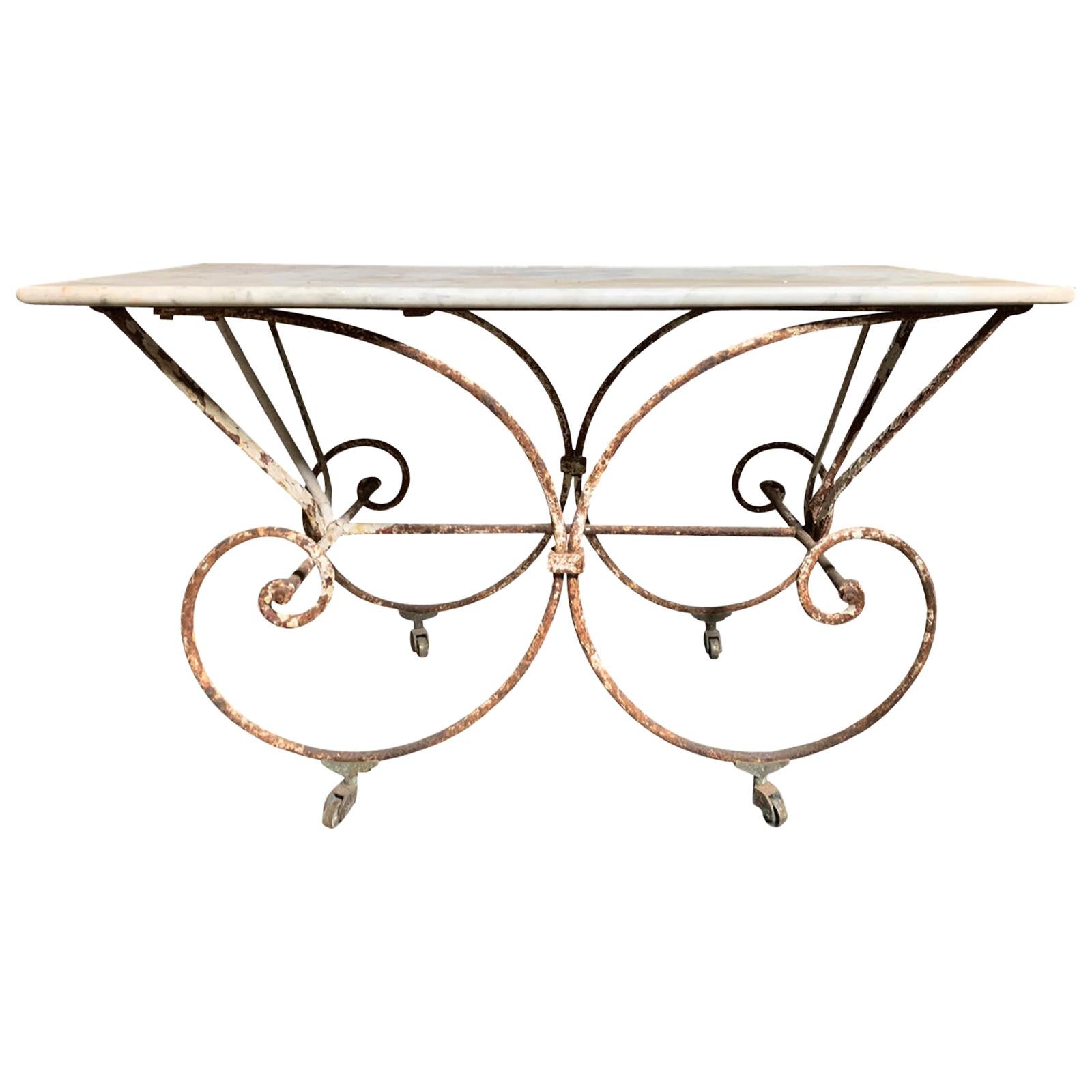19th-20th Century French Iron and Marble Pastry Table For Sale