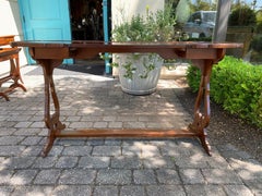 19th-20th Century French Long Kidney Shaped Sofa Table/Console with Stretcher