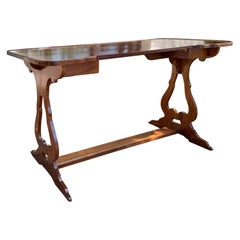 19th-20th Century French Long Kidney Shaped Sofa Table/Console with Stretcher