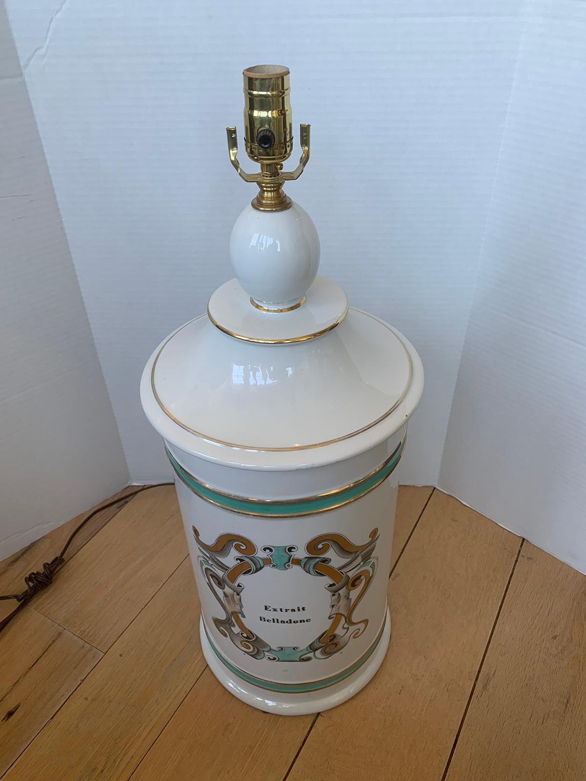 19th-20th Century French Porcelain Apothecary Jar 