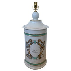 Antique 19th-20th Century French Porcelain Apothecary Jar "Exrait Belladone" as Lamp