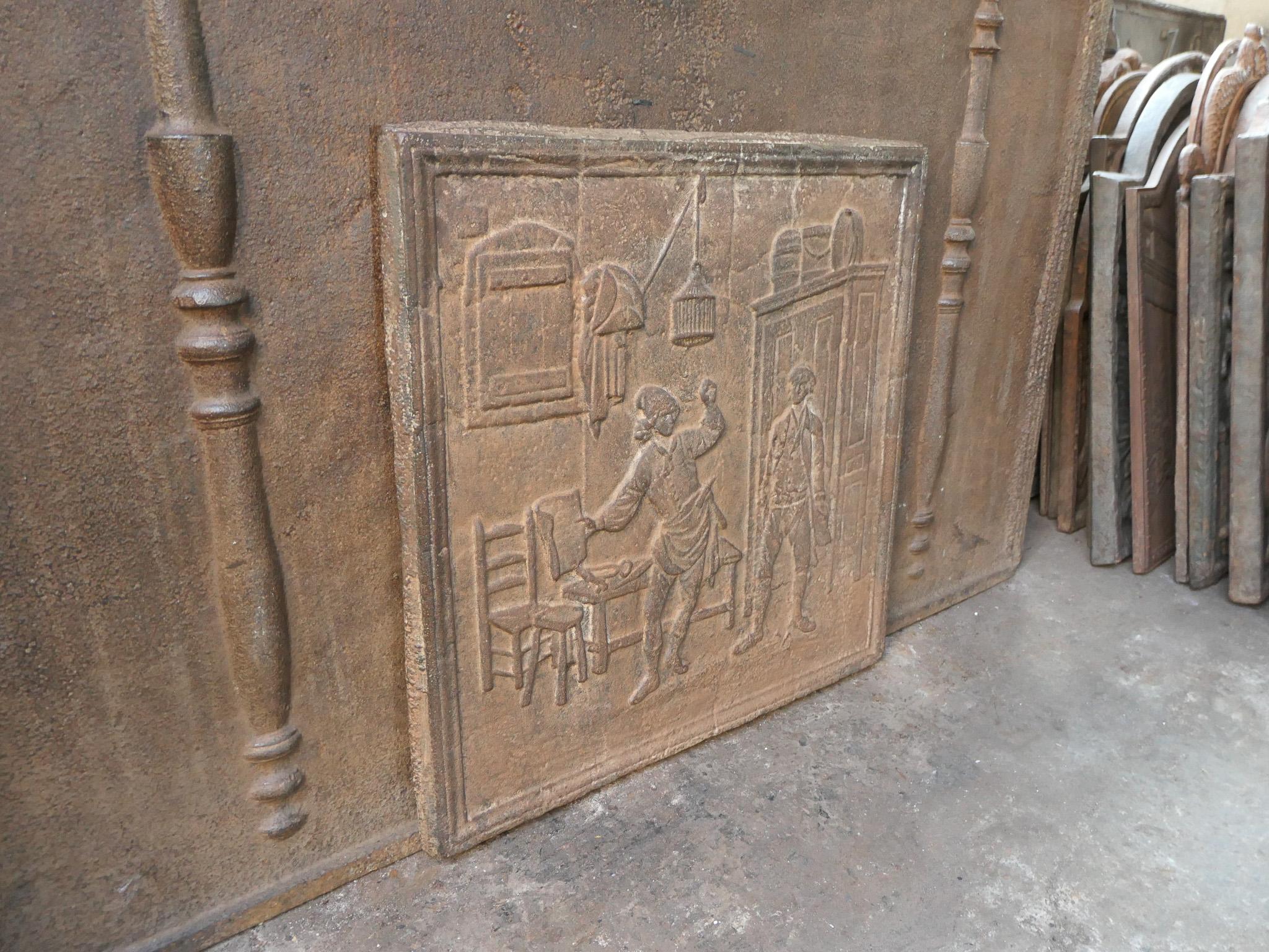 Plaque de cheminée / crédence française du 19e - 20e siècle « The Cobbler and the Financier » en vente 4