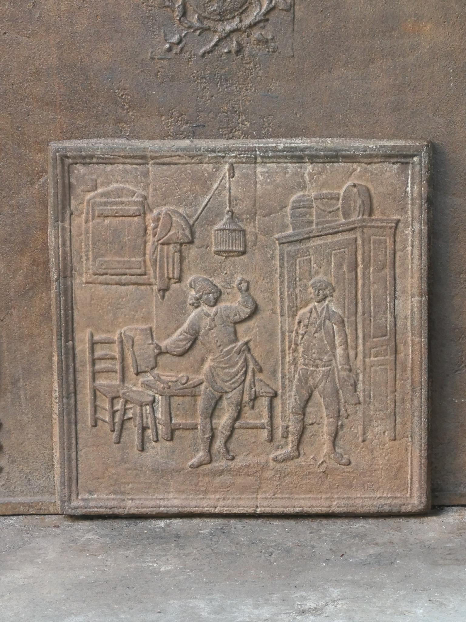 Napoléon III Plaque de cheminée / crédence française du 19e - 20e siècle « The Cobbler and the Financier » en vente