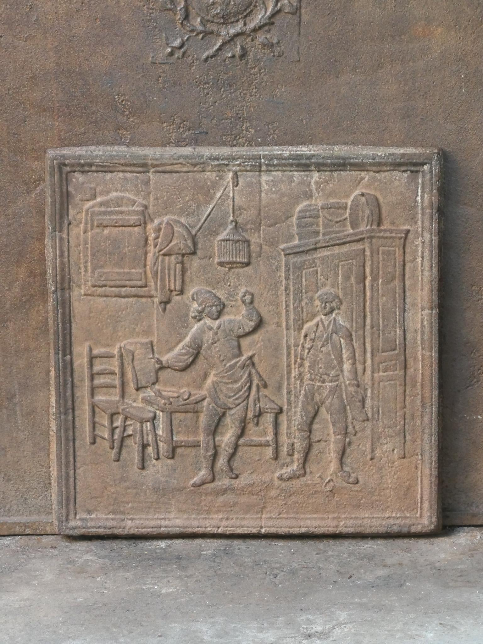 Français Plaque de cheminée / crédence française du 19e - 20e siècle « The Cobbler and the Financier » en vente