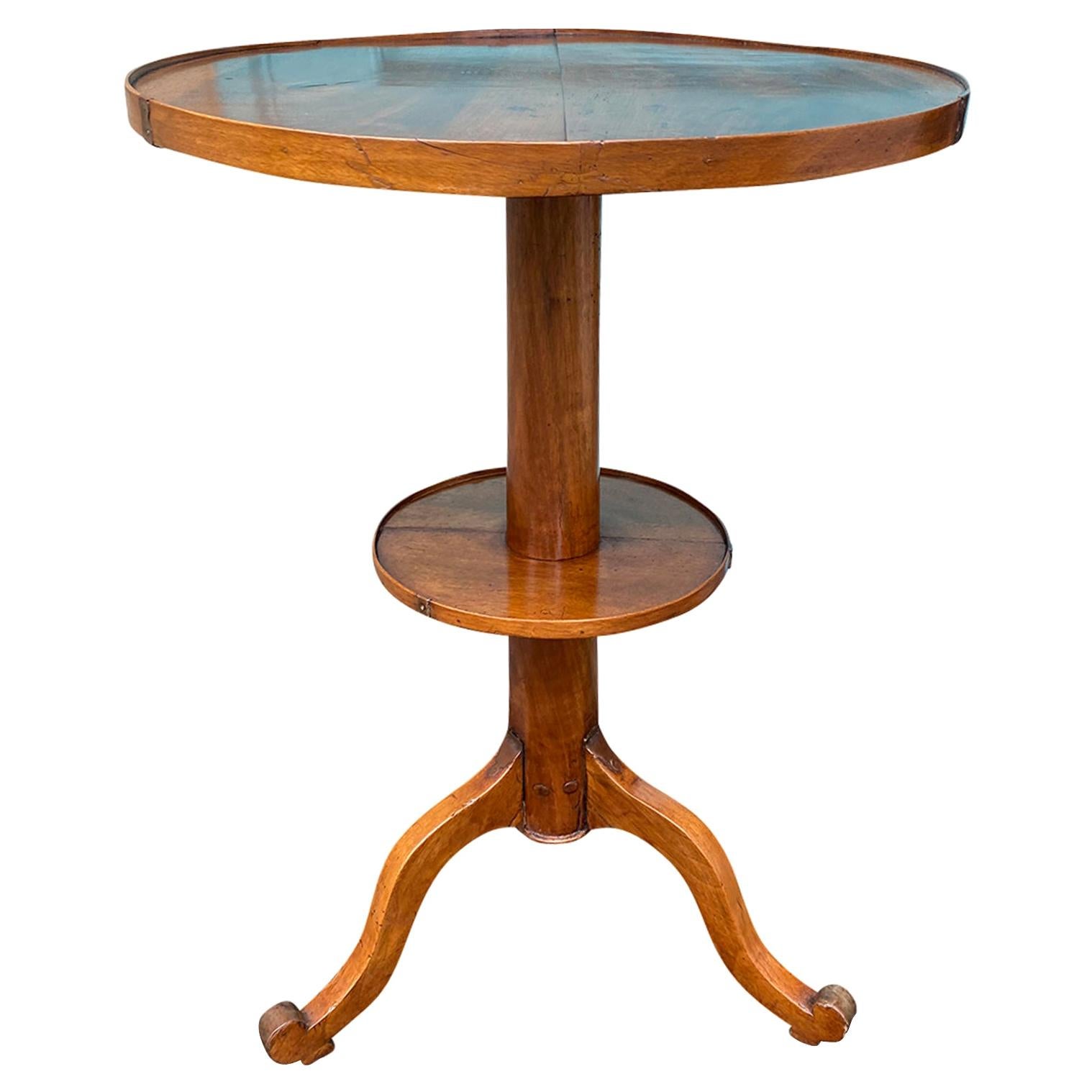 19th-20th Century French Walnut Round Side Tripod Table For Sale