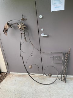 19th-20th Century French Wrought Iron Rooster Architectural Hanging Sign