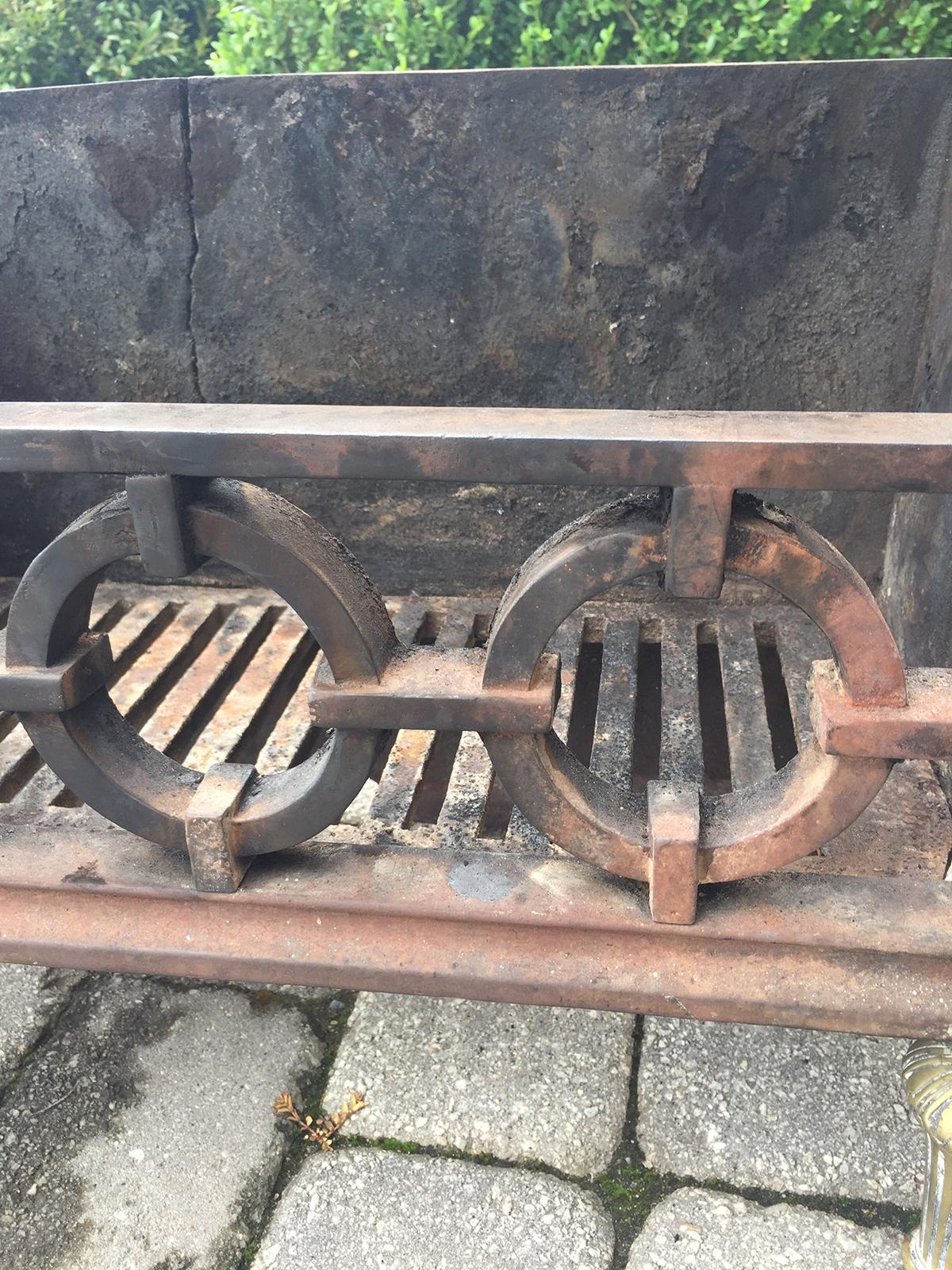 19th-20th Century George III Style Cast Iron and Brass Fire Grate 3