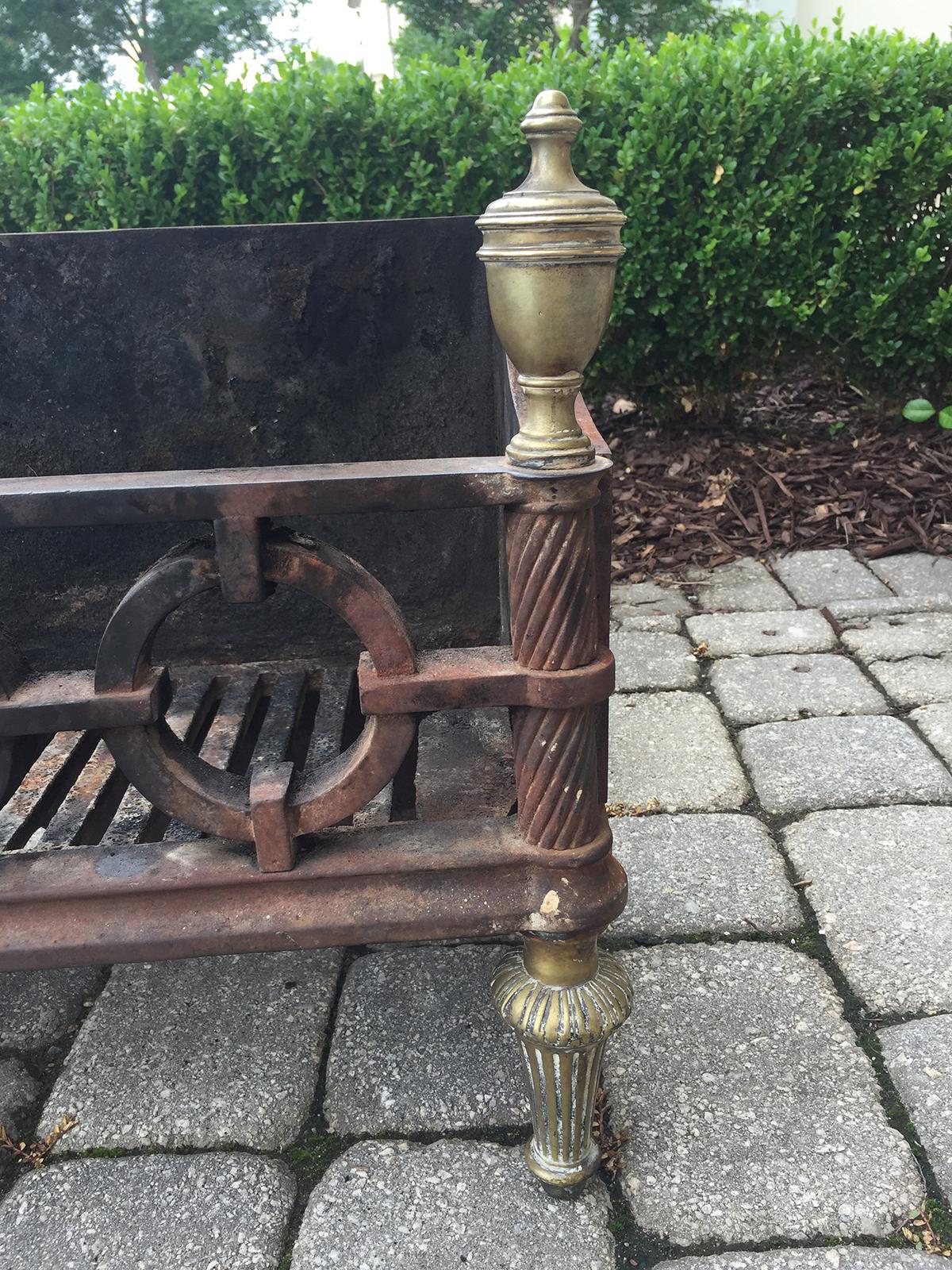 19th-20th Century George III Style Cast Iron and Brass Fire Grate 4