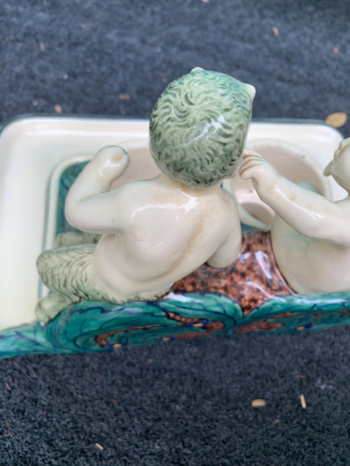 19th-20th Century German Porcelain Figural Inkwell, Marked For Sale 7