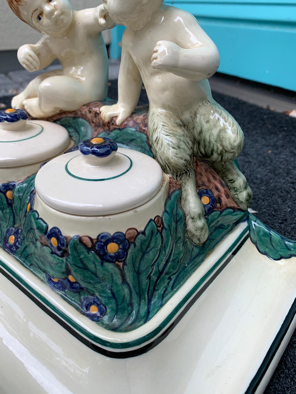 19th-20th Century German Porcelain Figural Inkwell, Marked For Sale 13