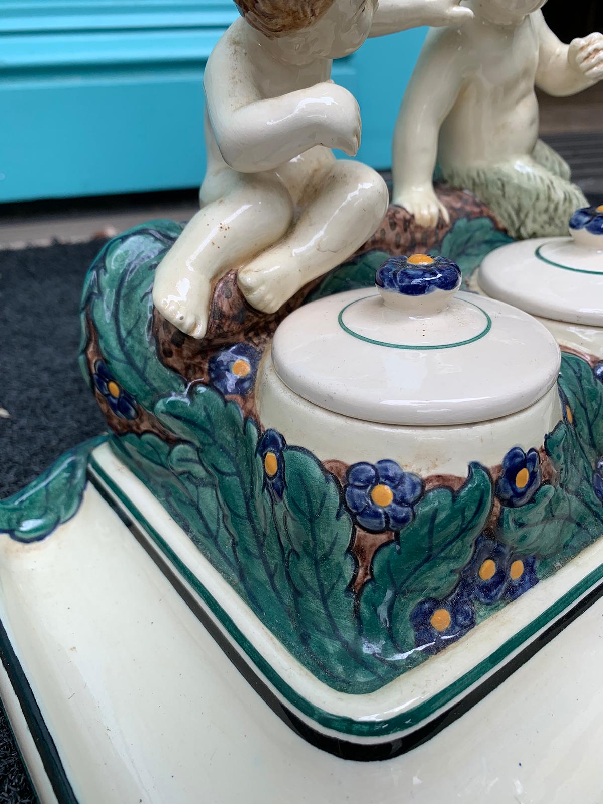 19th-20th Century German Porcelain Figural Inkwell, Marked For Sale 14
