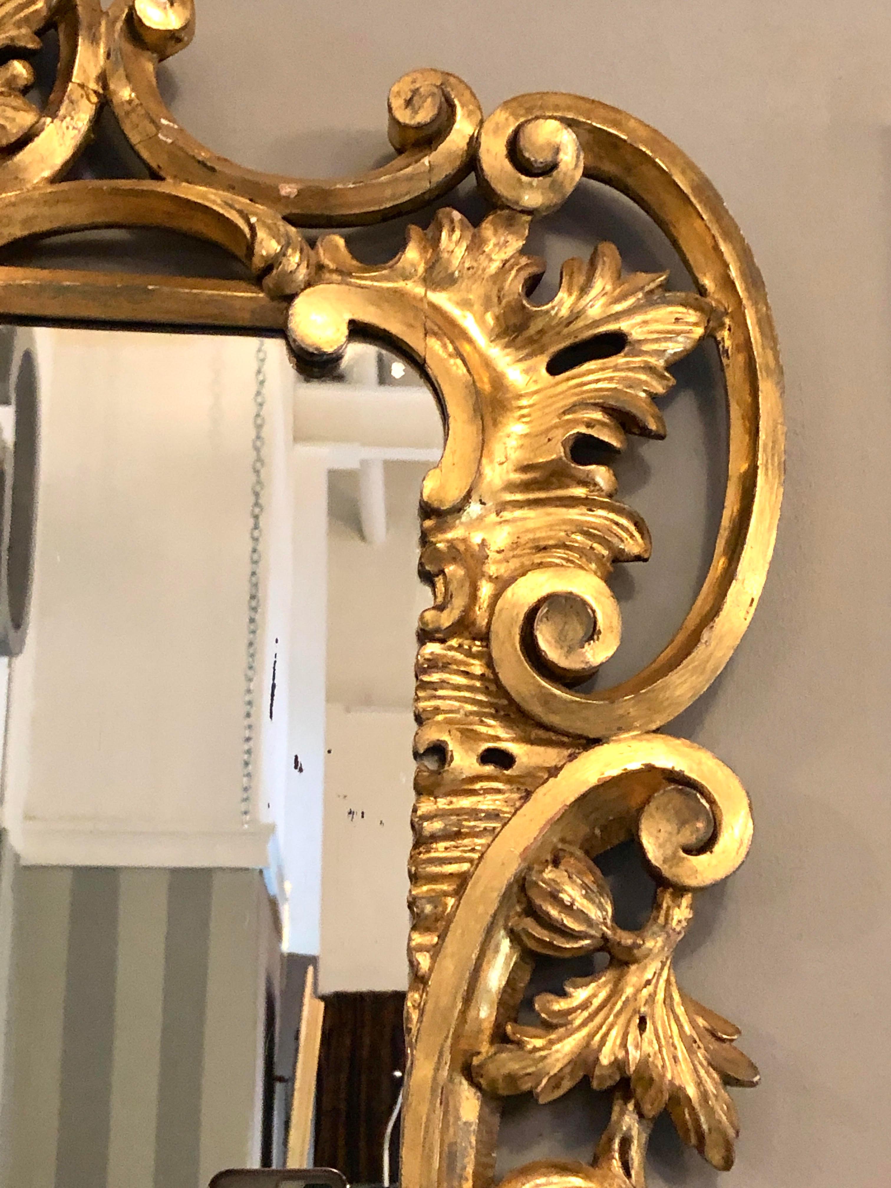 Neoclassical 19th-20th Century Giltwood Continental Wall, Console or Pier Mirror