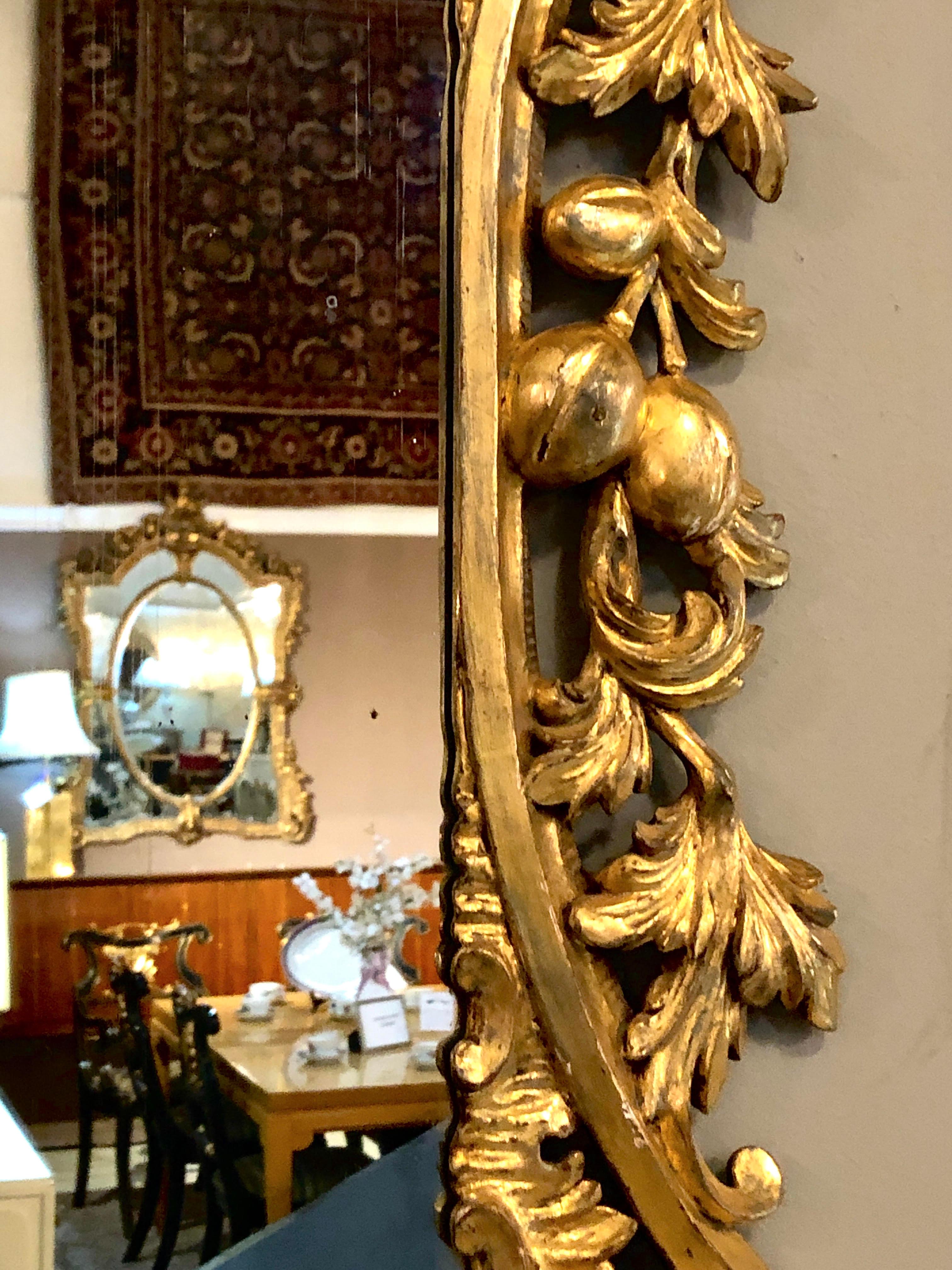 19th-20th Century Giltwood Continental Wall, Console or Pier Mirror In Good Condition In Stamford, CT