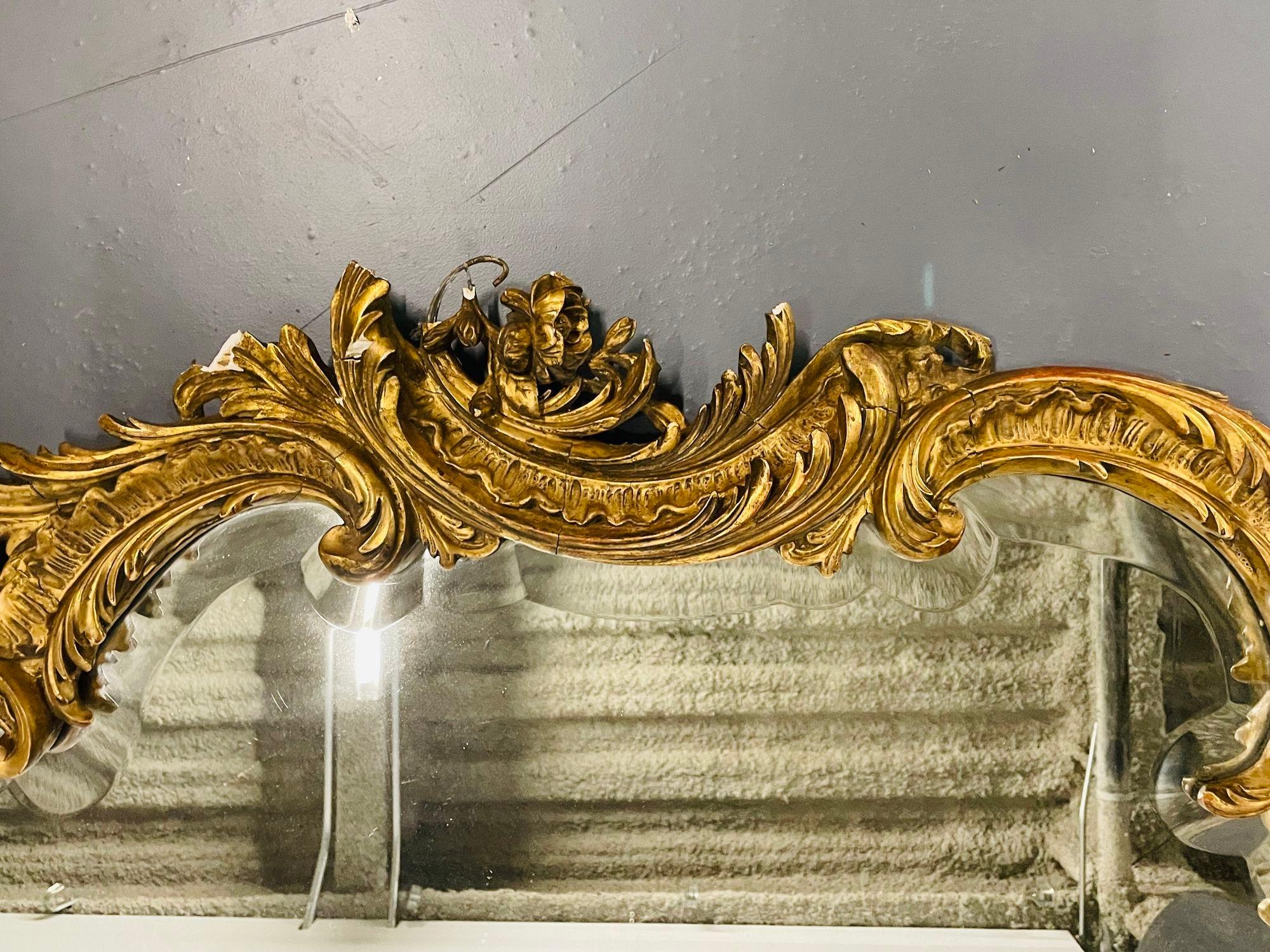 19th-20th Century Giltwood French Mirror, Wall or Console, Floral Decorated For Sale 6