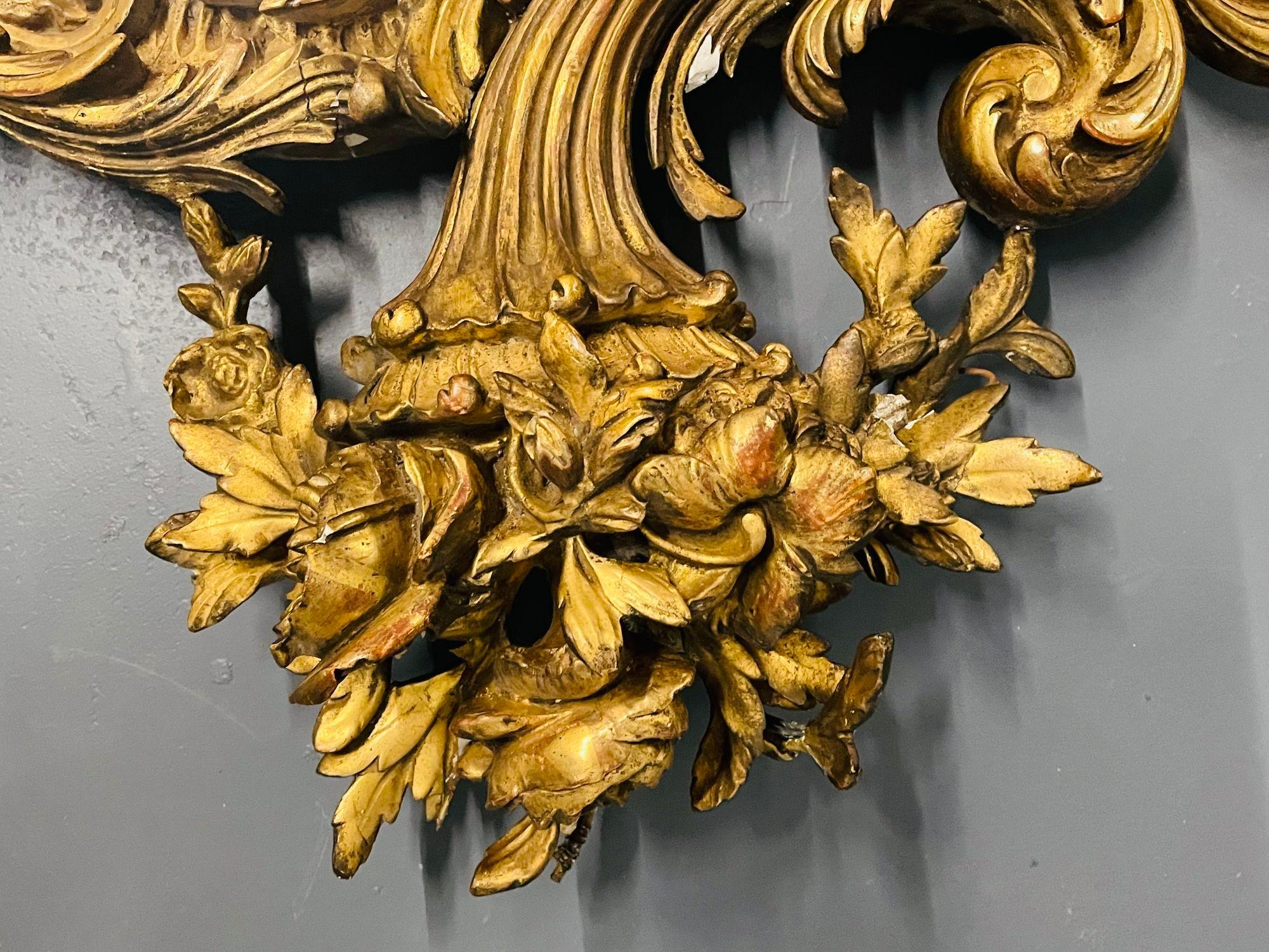 19. 20. Jahrhundert Giltwood Französisch Spiegel, Wand oder Konsole, Floral dekoriert im Angebot 7