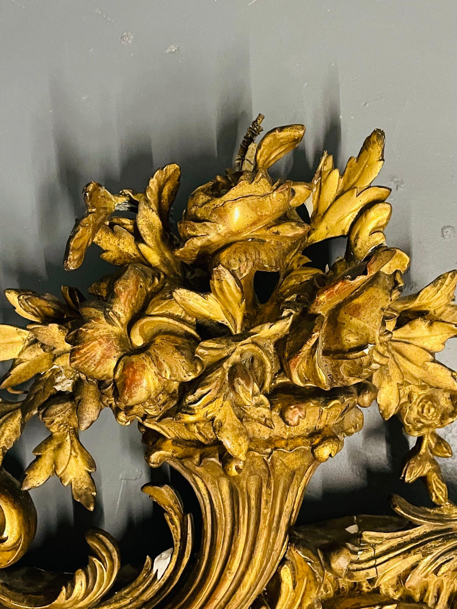 19. 20. Jahrhundert Giltwood Französisch Spiegel, Wand oder Konsole, Floral dekoriert im Angebot 12