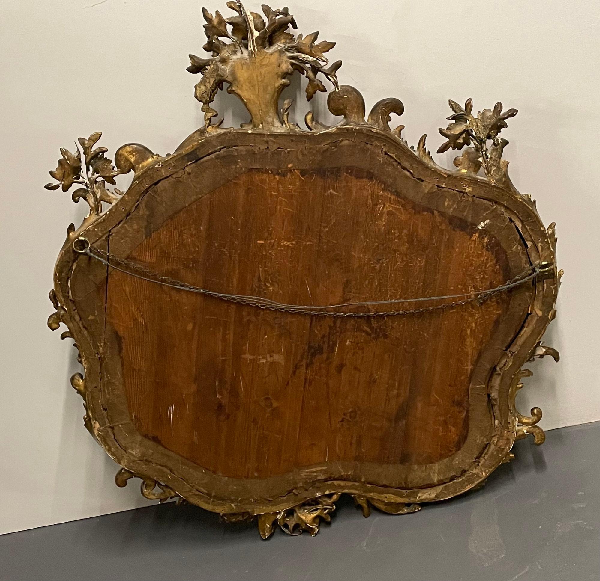 19th-20th Century Giltwood French Mirror, Wall or Console, Floral Decorated For Sale 1