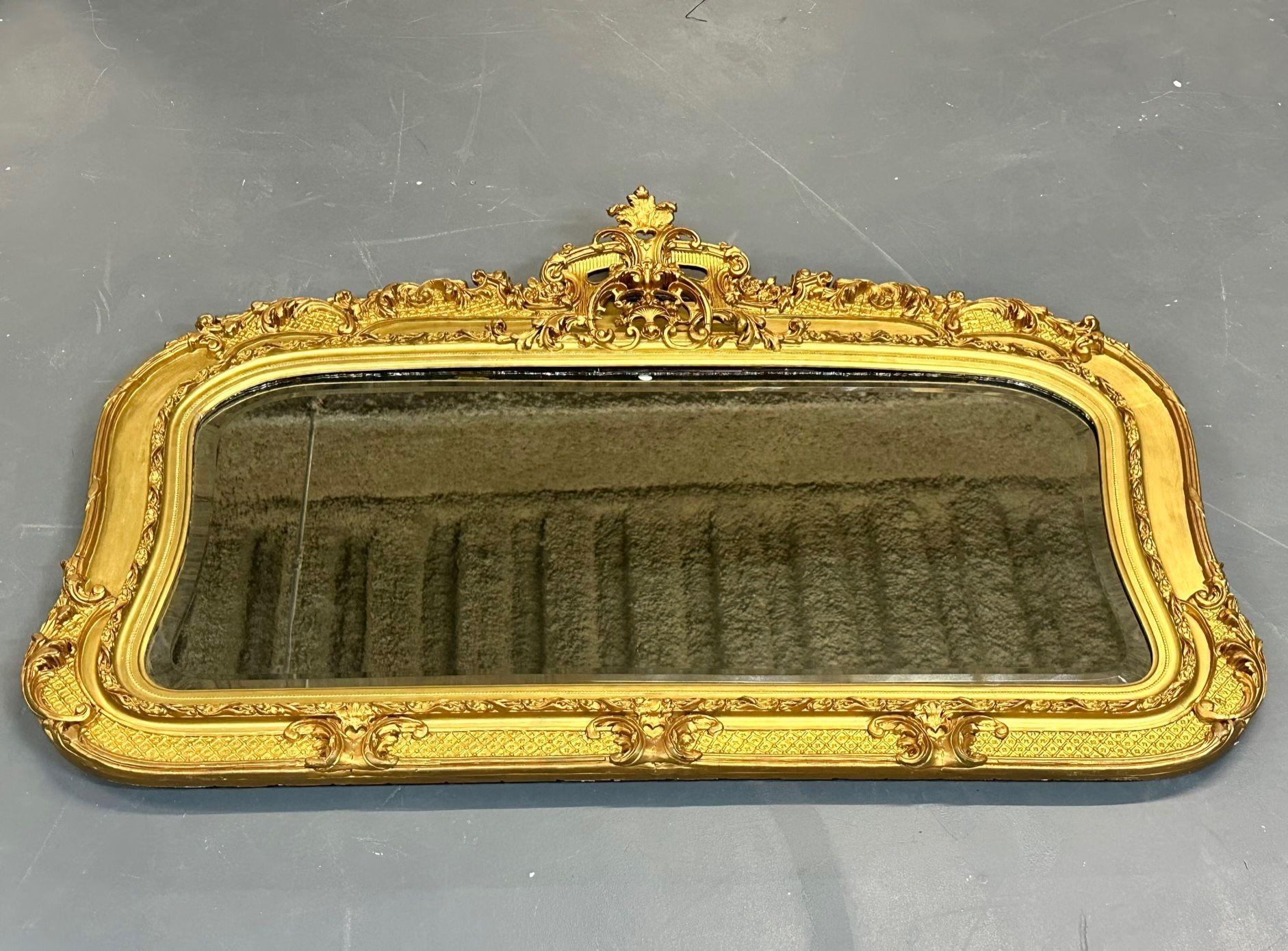 Wand-/Konsole-/Pfeilerspiegel aus vergoldetem Holz, rechteckig, 19./20. Jahrhundert (Louis XVI.) im Angebot