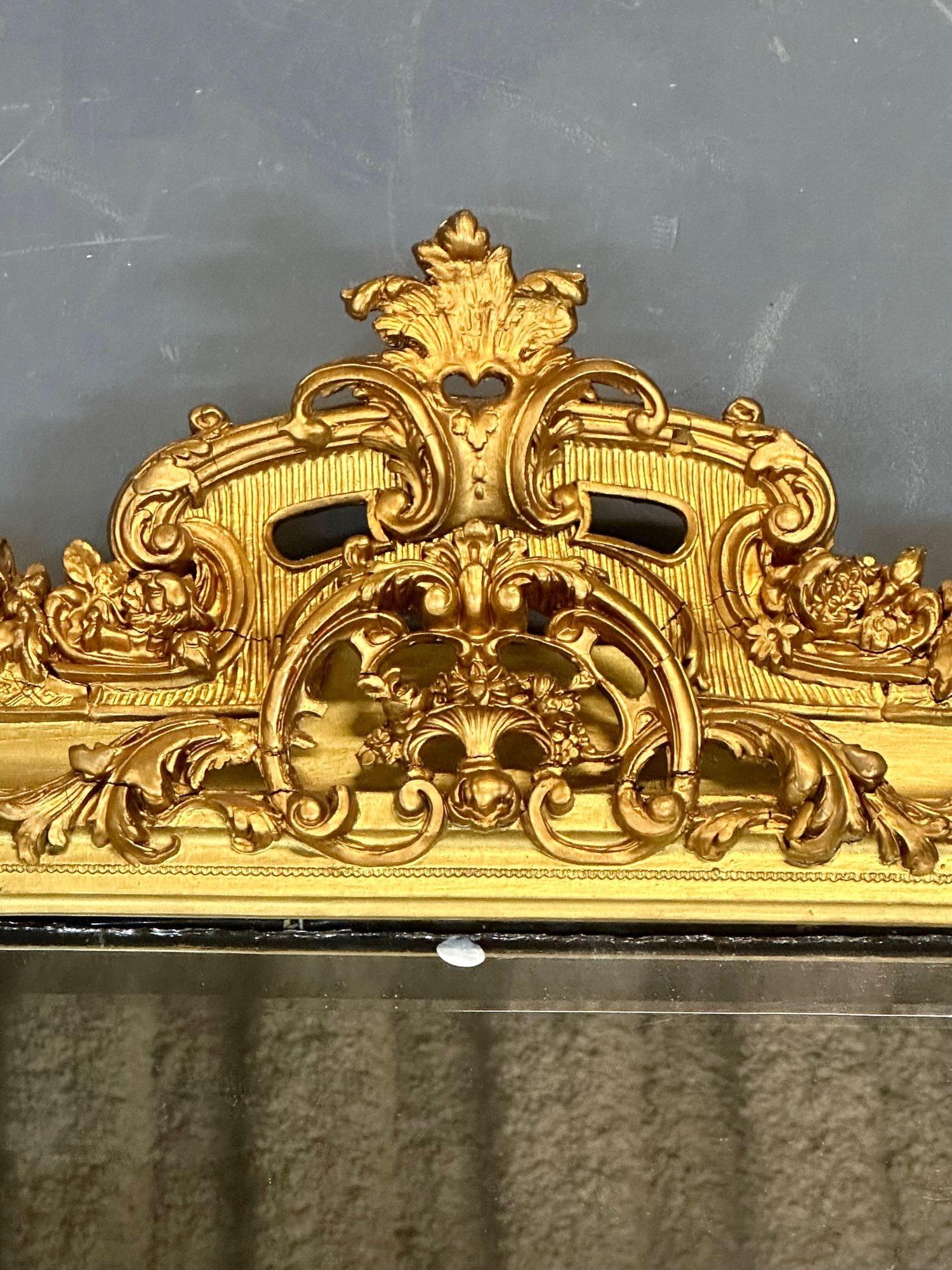 French 19th/ 20th Century Giltwood Wall / Console / Pier Mirror, Rectangular For Sale