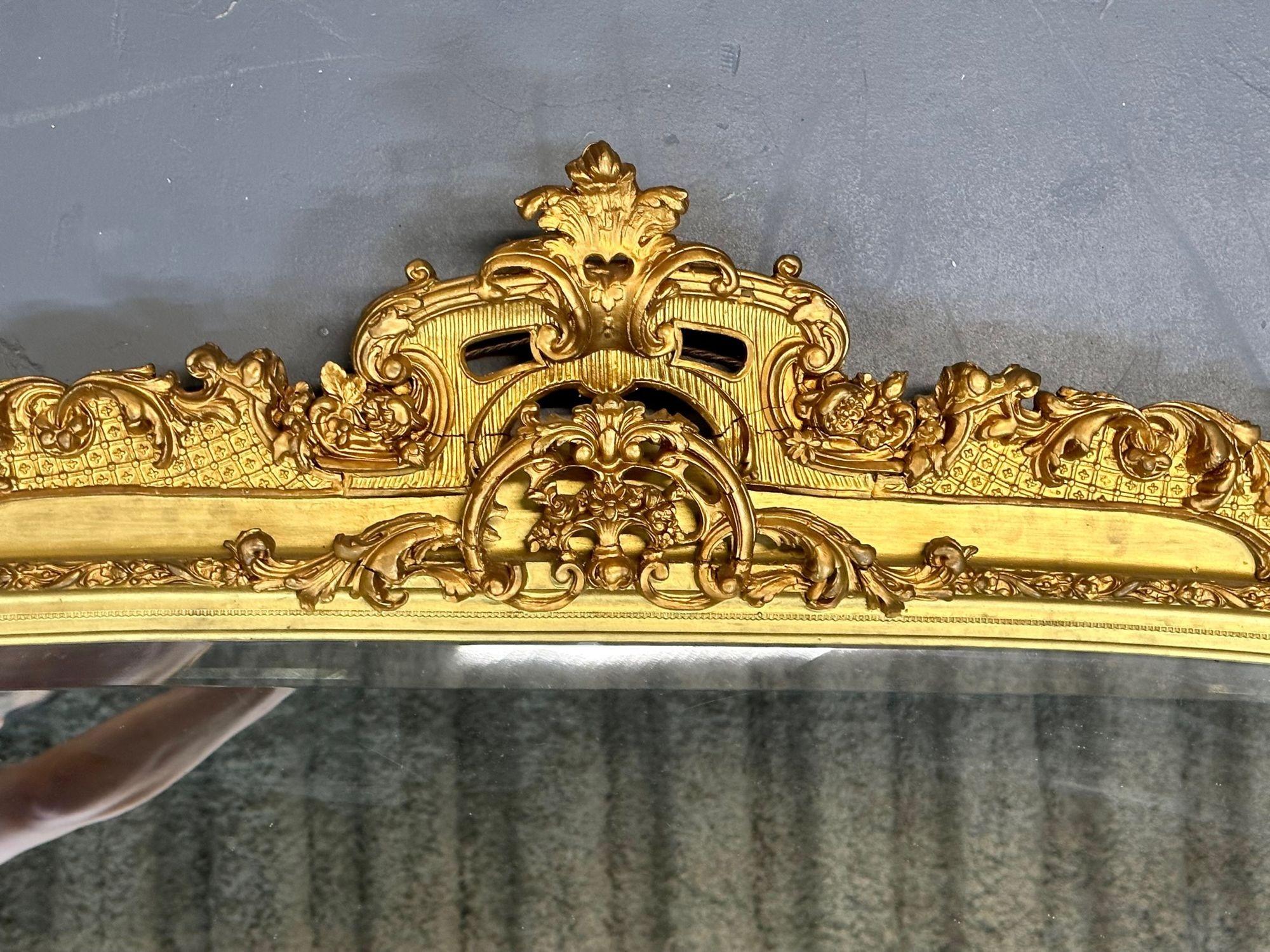 19th/ 20th Century Giltwood Wall / Console / Pier Mirror, Rectangular In Good Condition For Sale In Stamford, CT